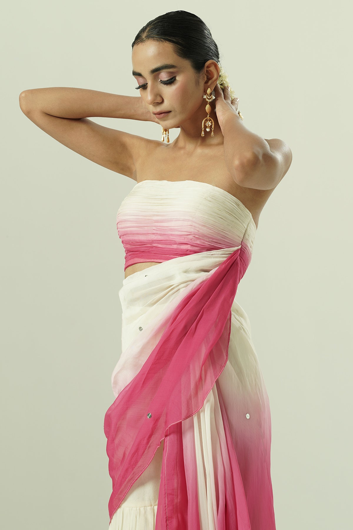 Ivory Layered Indo-Western Set