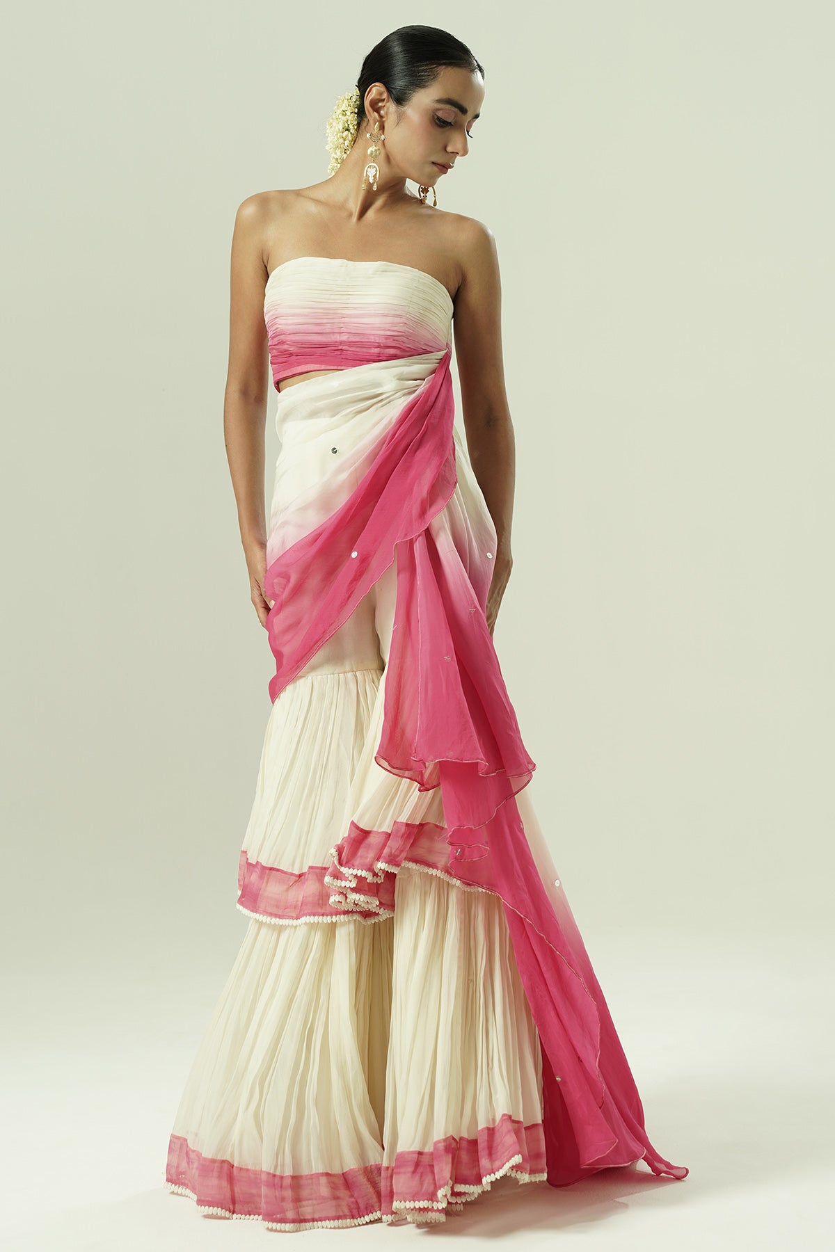 Ivory Layered Indo-Western Set