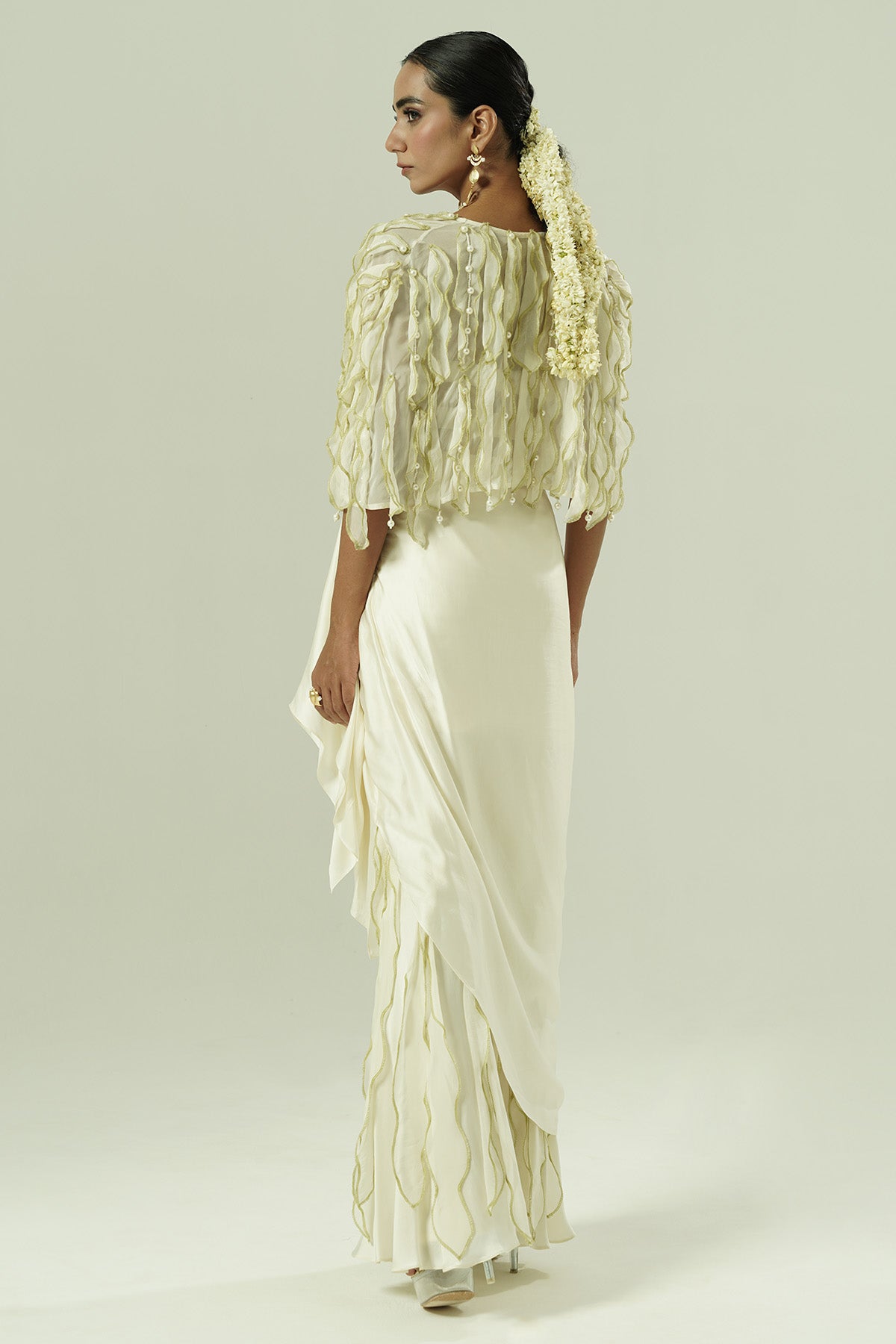 Ivory Leaflet Indo-western Set