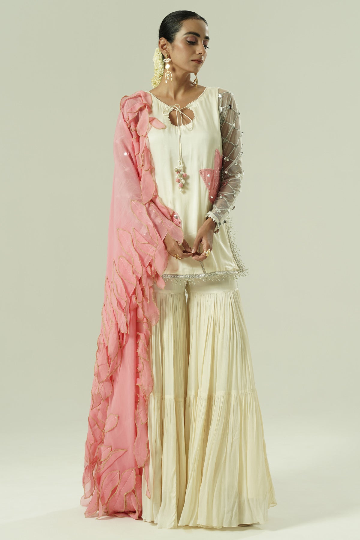 Ivory Leaflet Patch Kurta Set