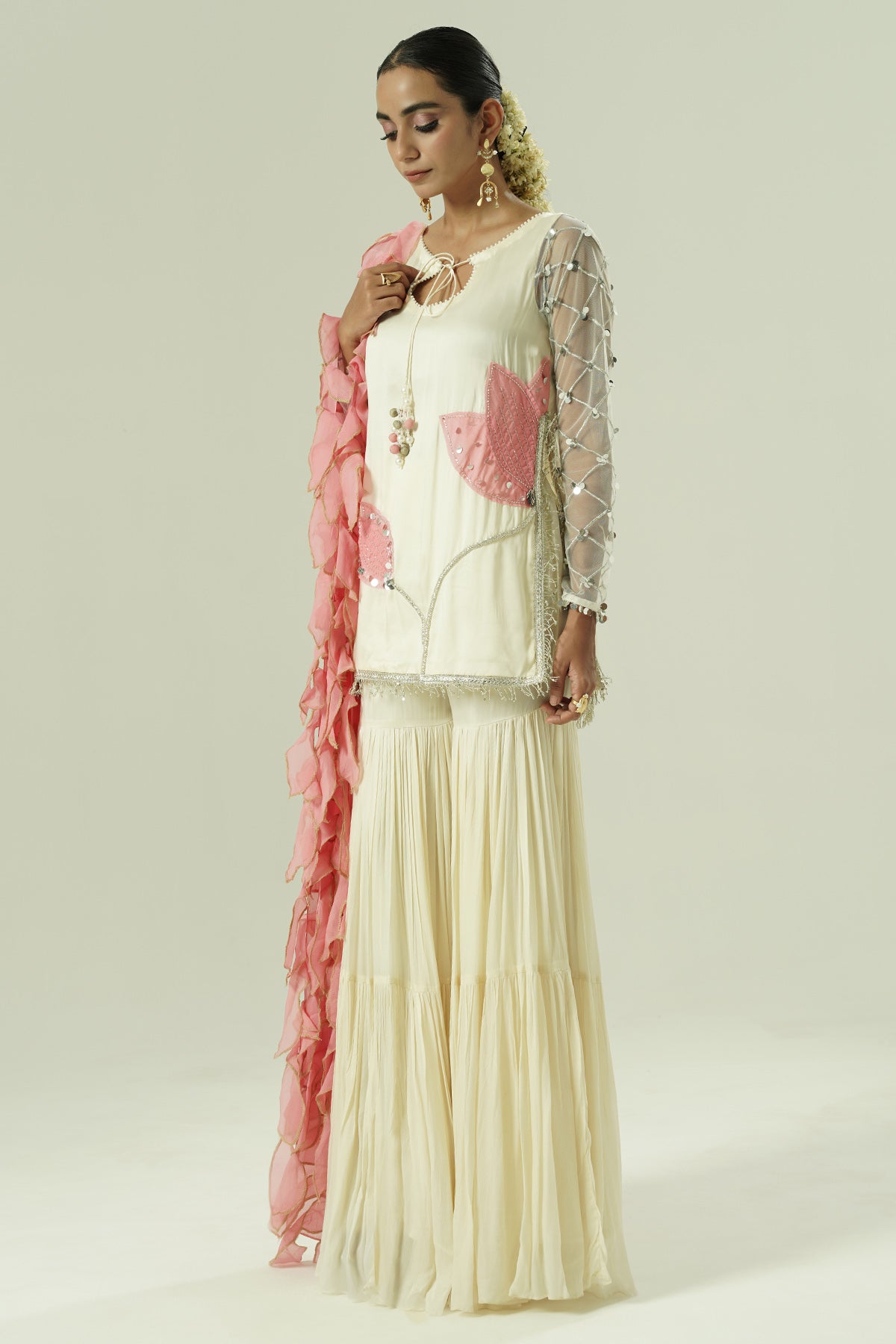 Ivory Leaflet Patch Kurta Set