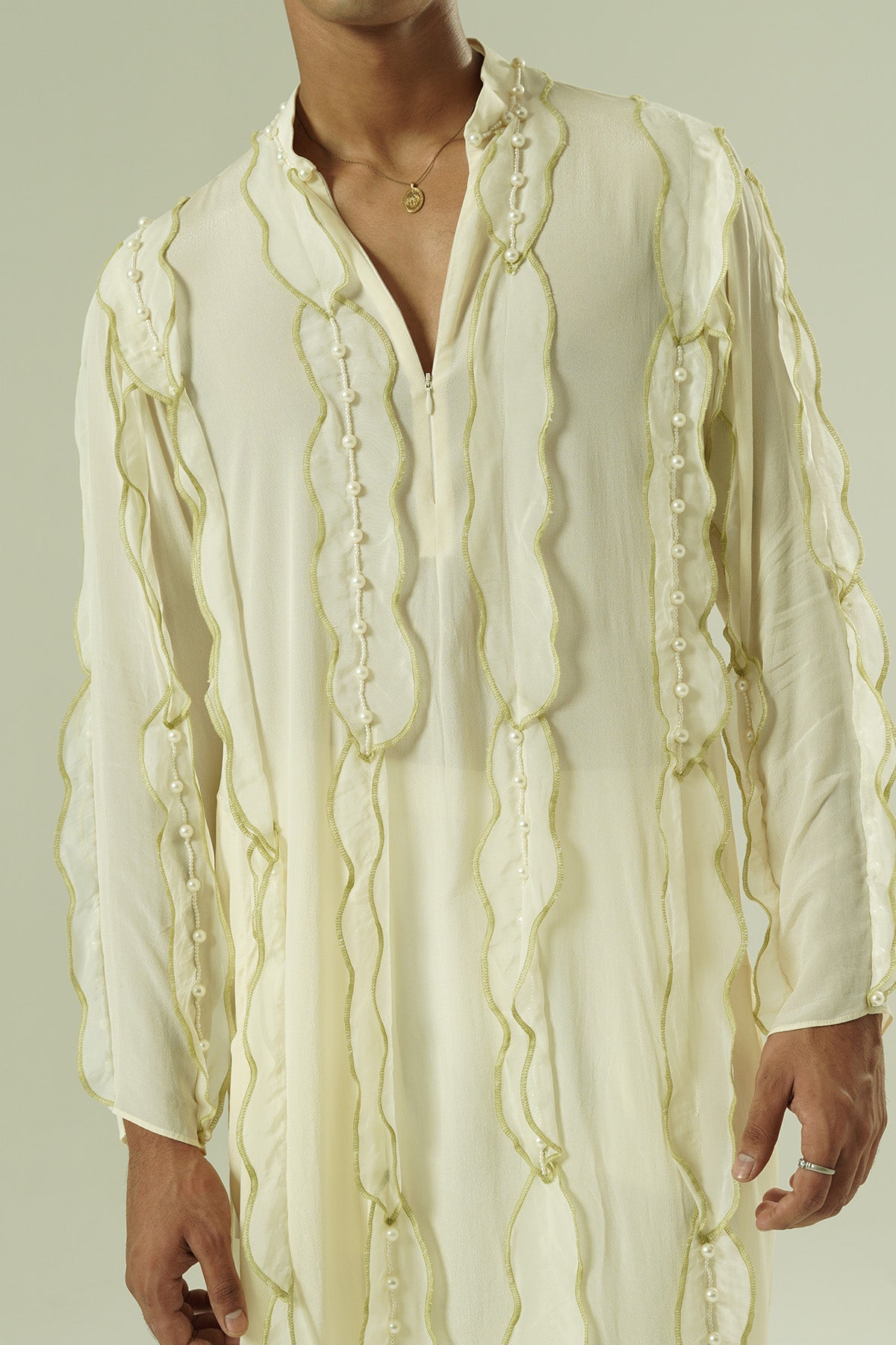 Ivory Leaflet Pearl Kurta Set