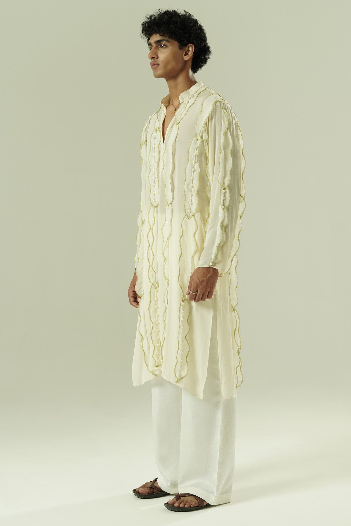Ivory Leaflet Pearl Kurta Set
