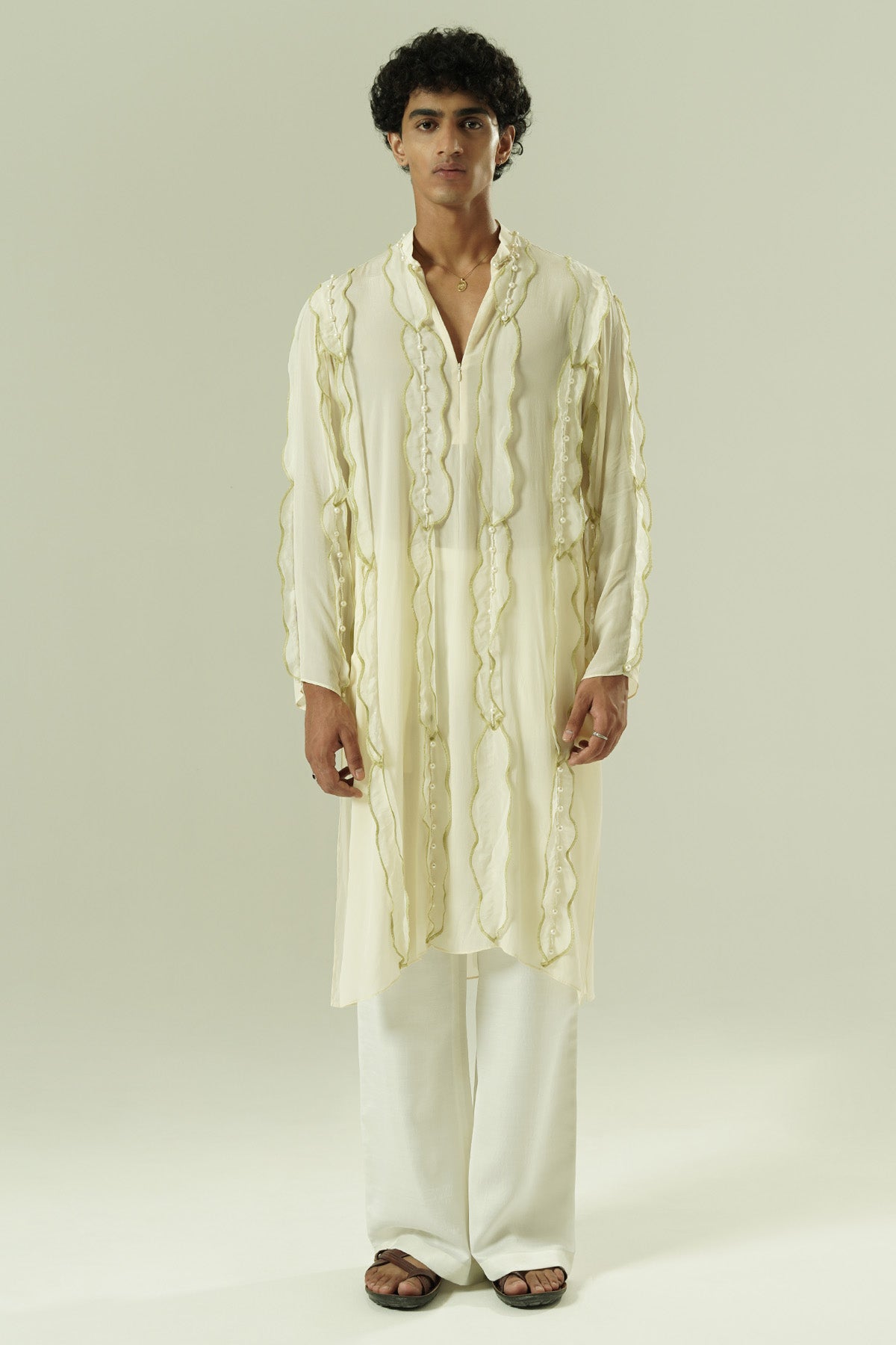 Ivory Leaflet Pearl Kurta Set