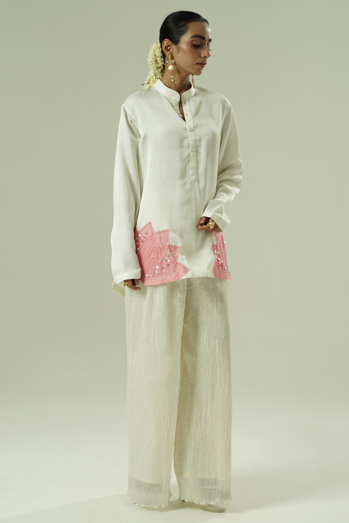 Buy Ivory Lilly Patch Kurta & Pants for women by Shwetanga Designer online available at scrollnshops