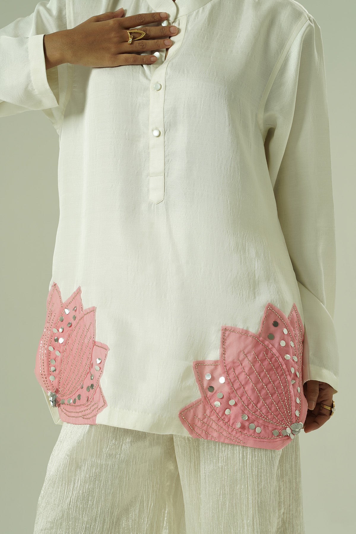 Ivory Lilly Patch Kurta & Pants