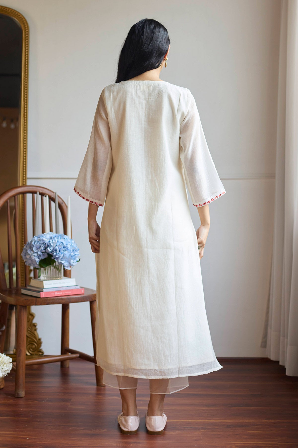 Ivory Lime Chanderi Kurta Set