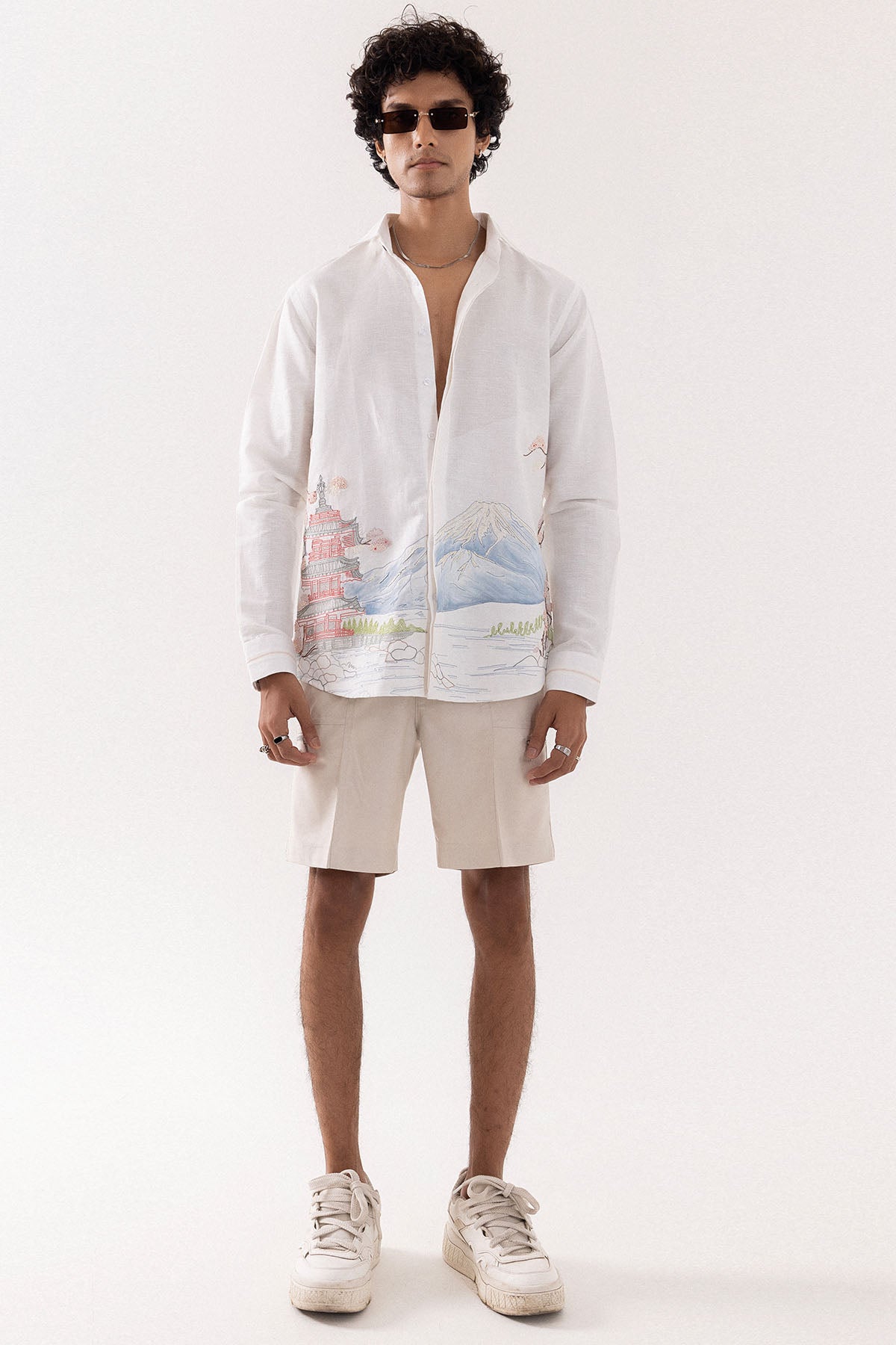 Ivory Linen Aari Stitched Shirt