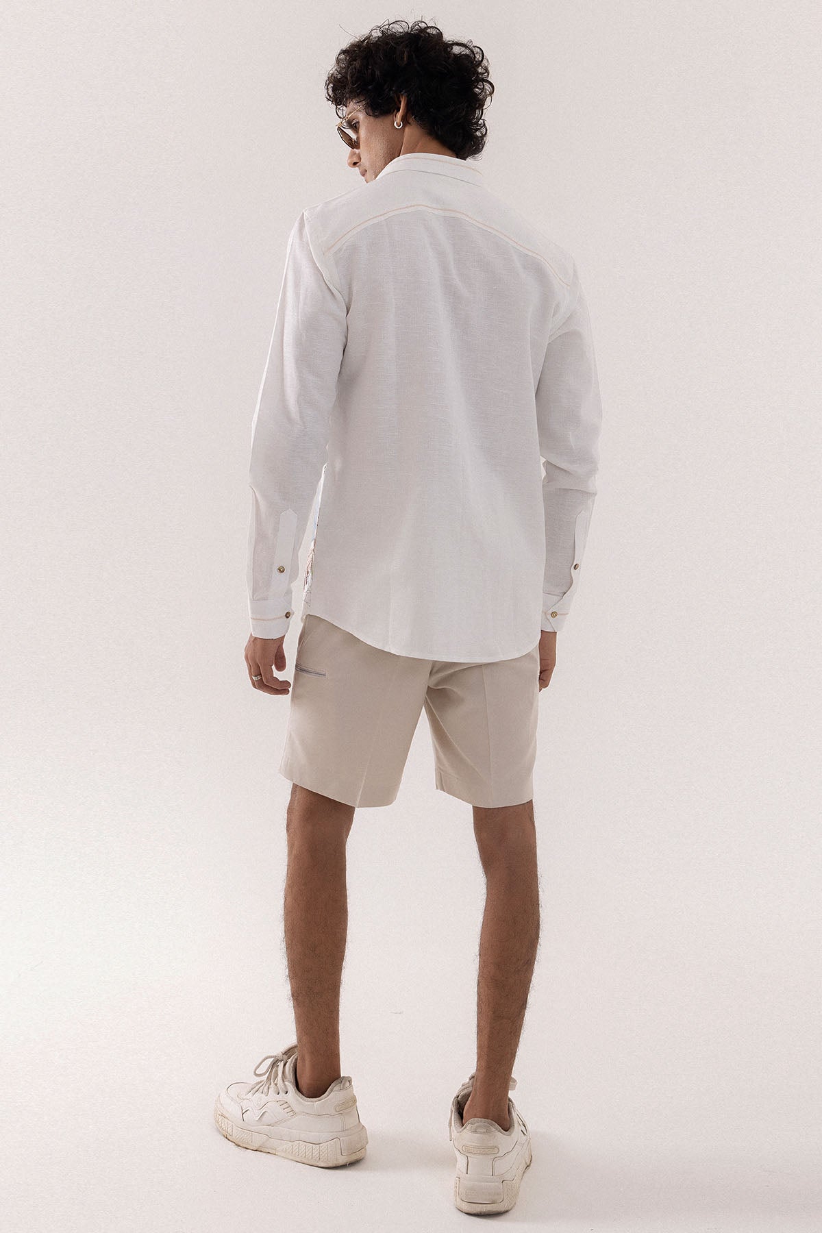 Ivory Linen Aari Stitched Shirt