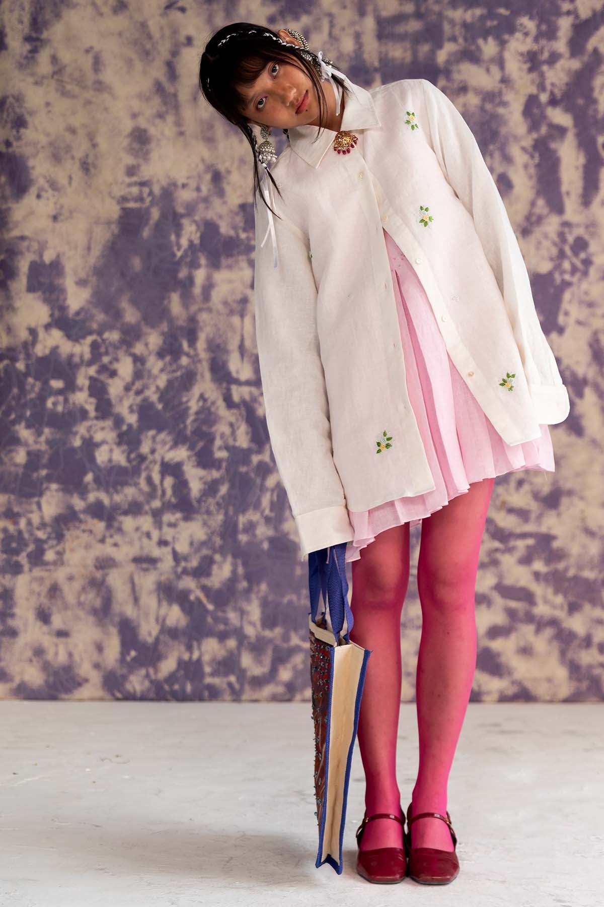 Ivory Linen Embroidered Shirt