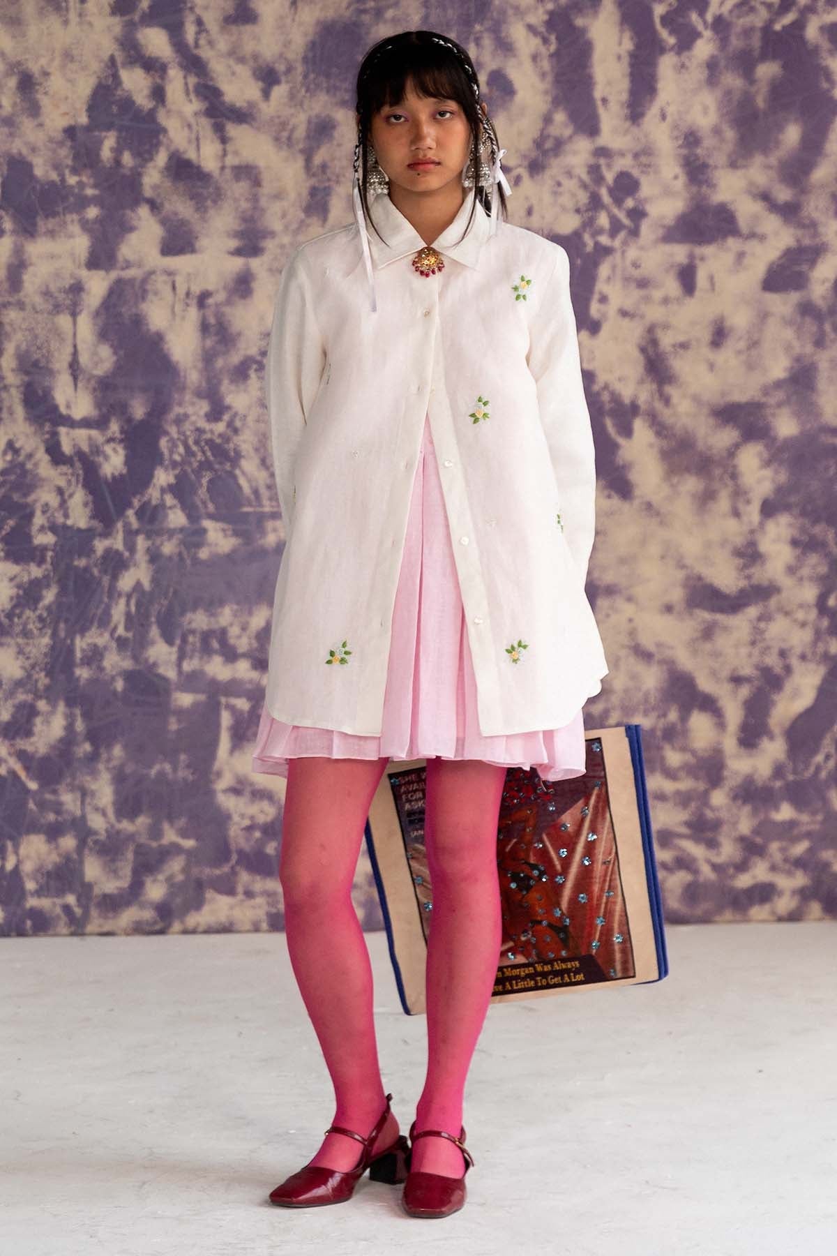 Buy Designer Ivory Linen Embroidered Shirt Online