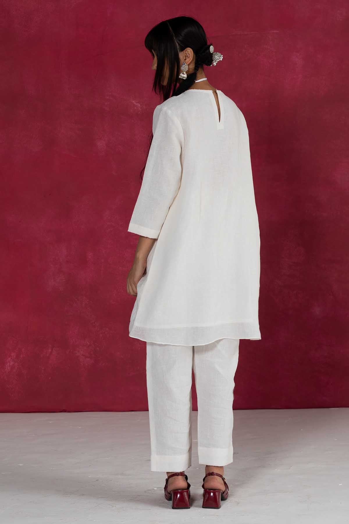Ivory Linen Pleated Co-ord Set