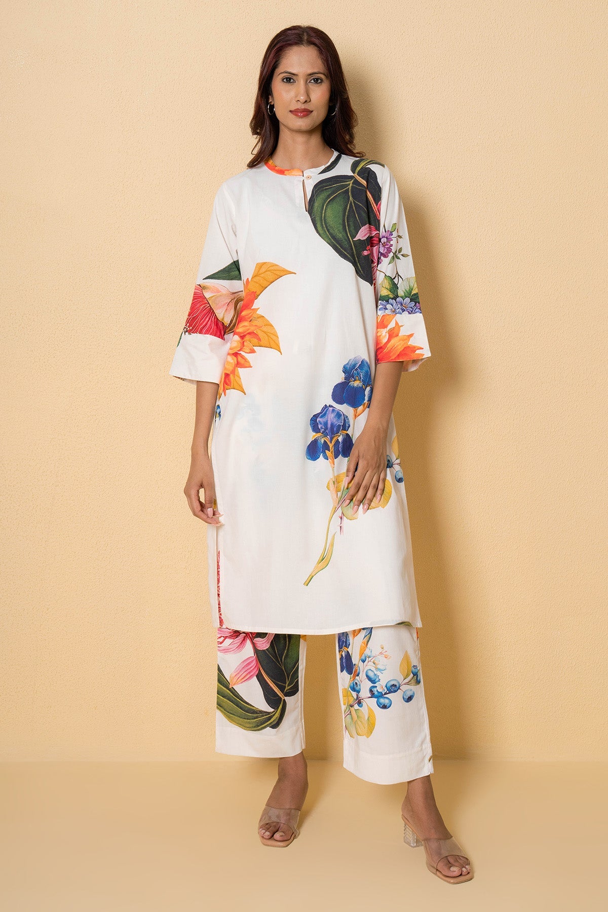 Buy Ivory Modal Cotton Kurta Set for Women Online at ScrollnShops