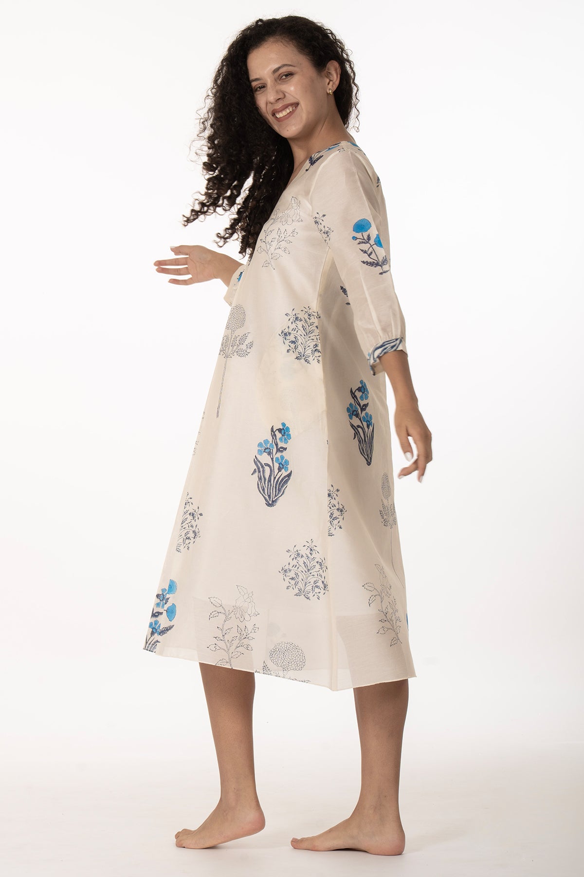 Ivory Moon Flower Midi Dress