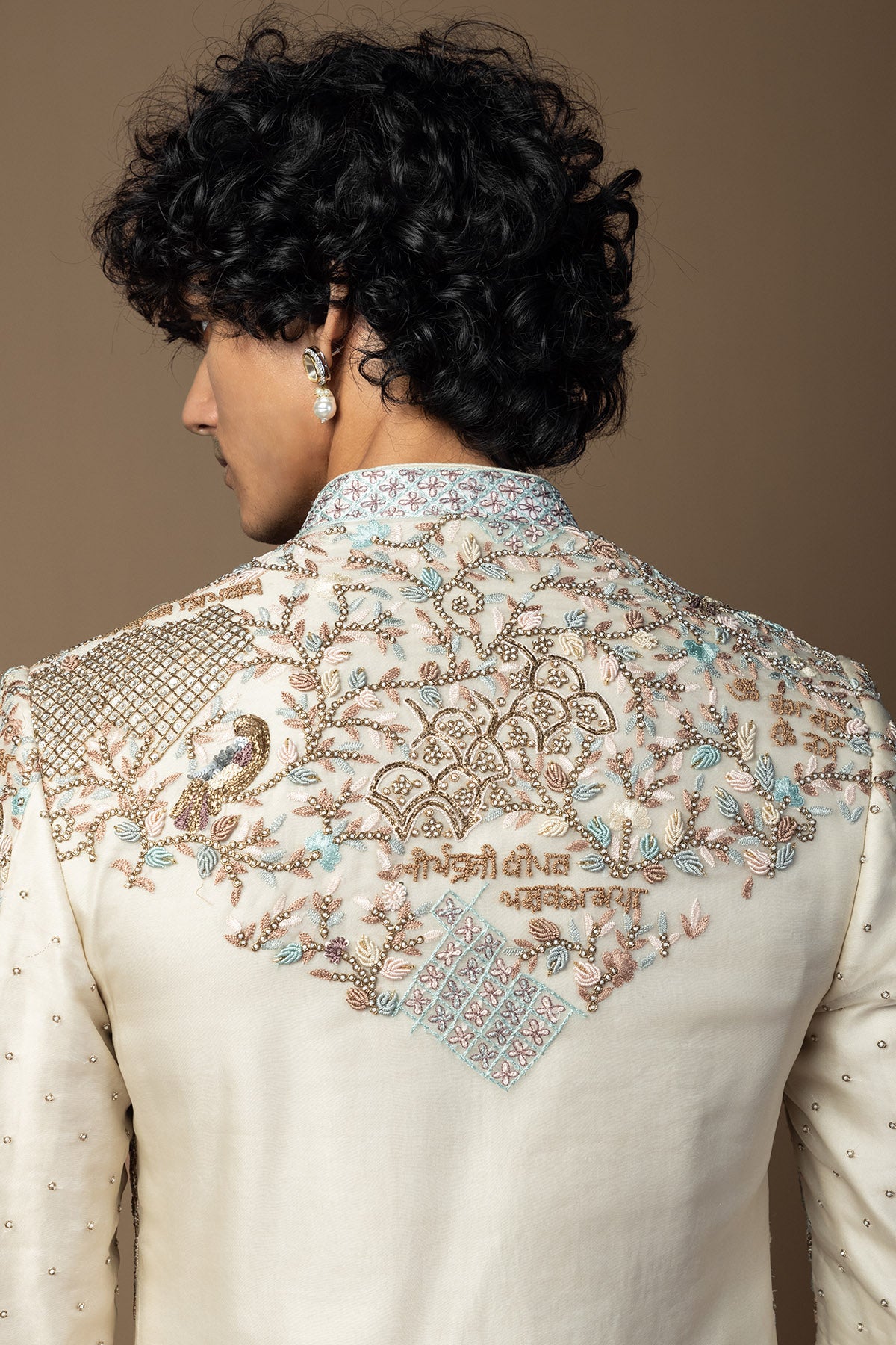 Ivory Moti Work Sherwani Set