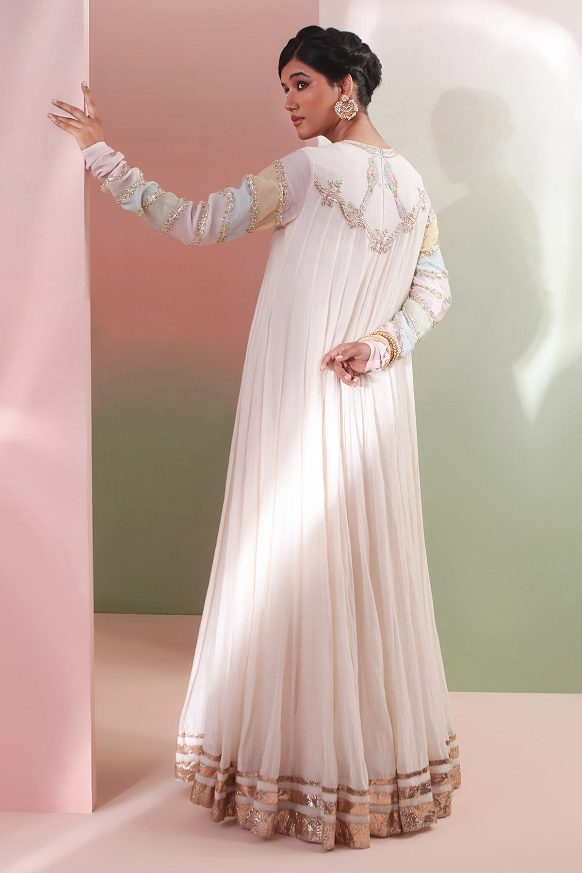 Ivory Mul Chanderi Anarkali Set