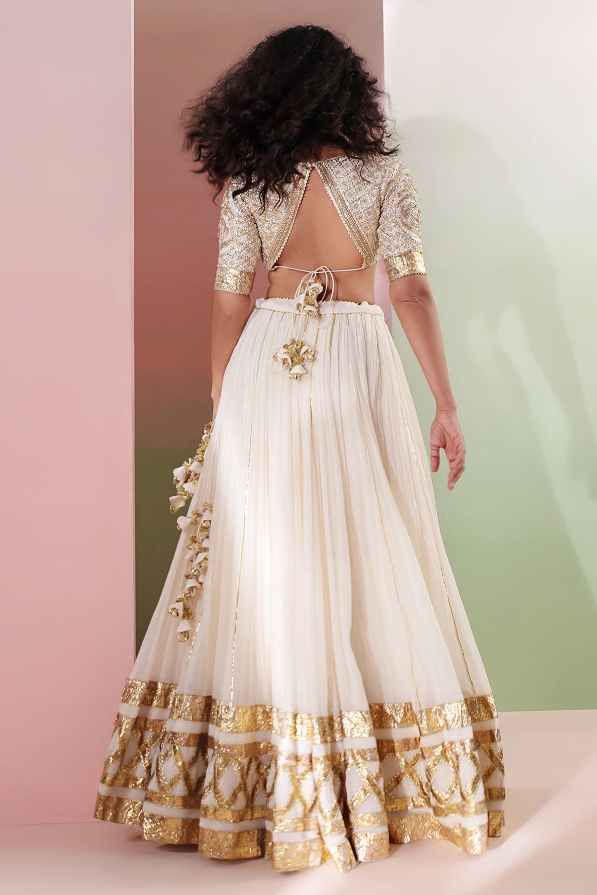 Ivory Mul Chanderi Lehenga Set