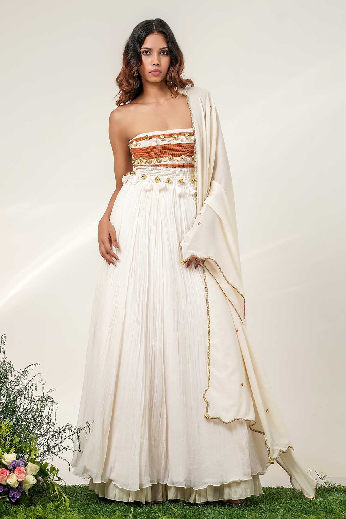 Buy Ivory Mul Cotton Anarkali Set for women by Shwetanga online available at scrollnshops