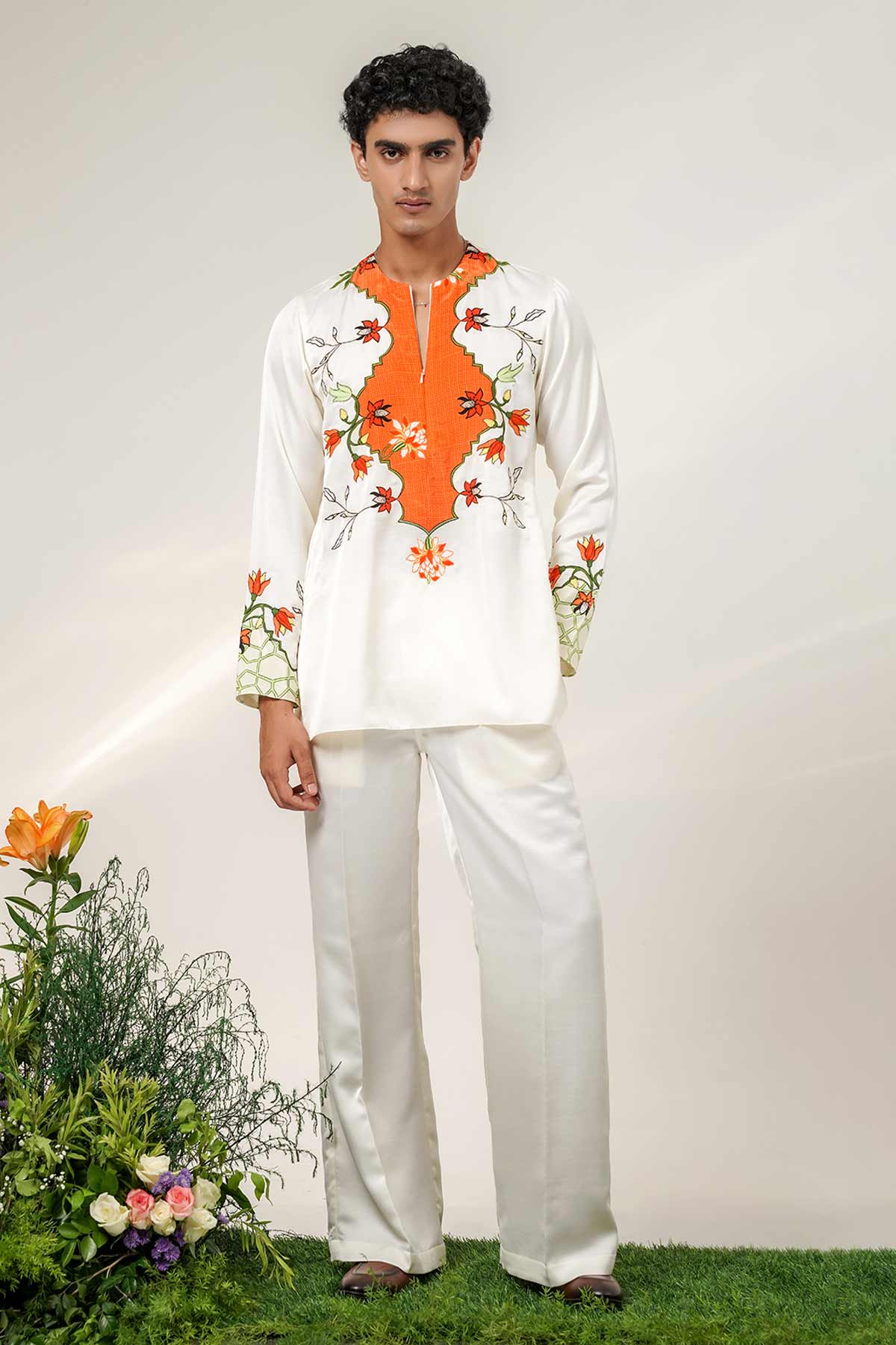 Buy Ivory Nysa Silk Kurta & Pants for men by Shwetanga online available at scrollnshops