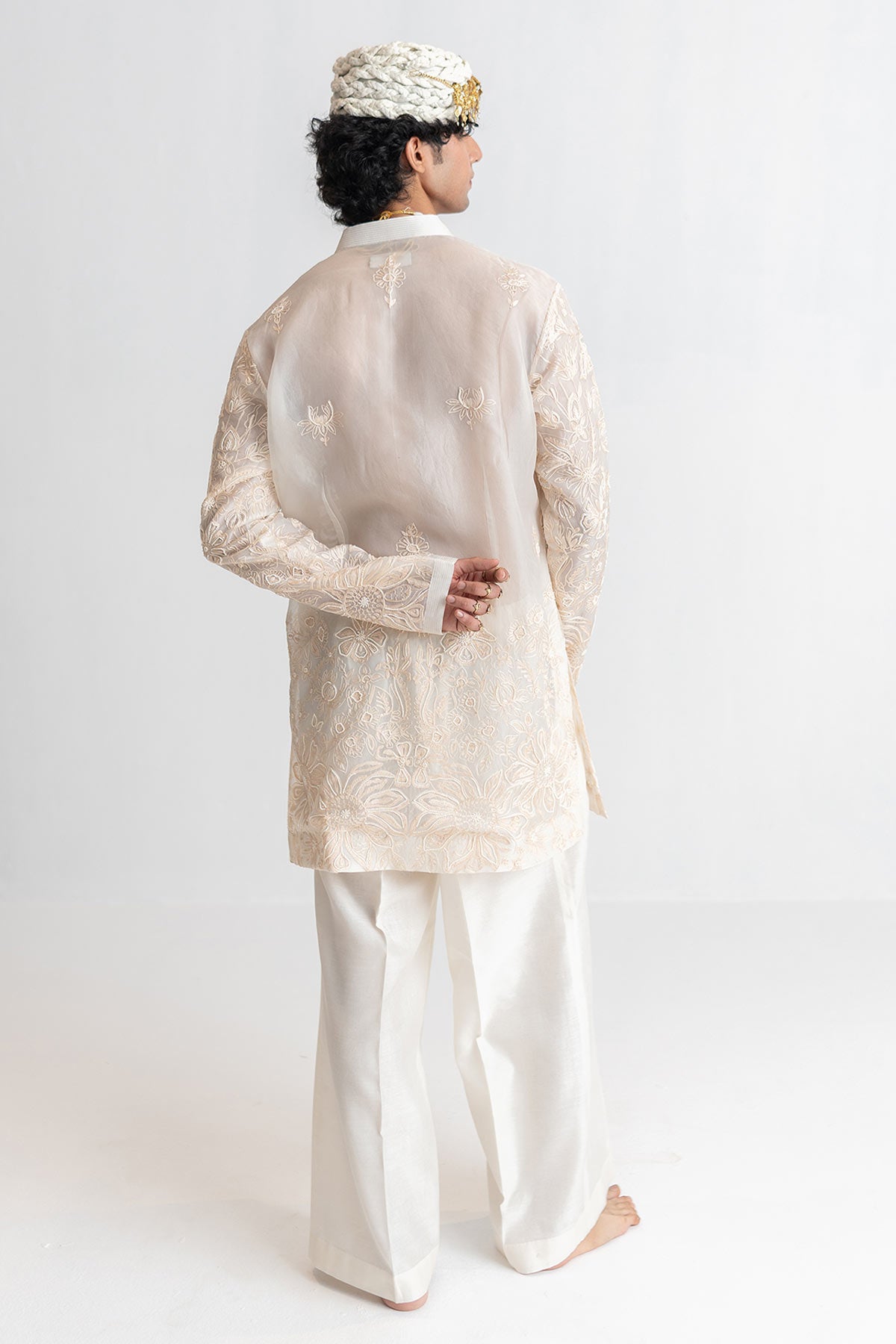 Ivory Organza Aari Kurta & Pant