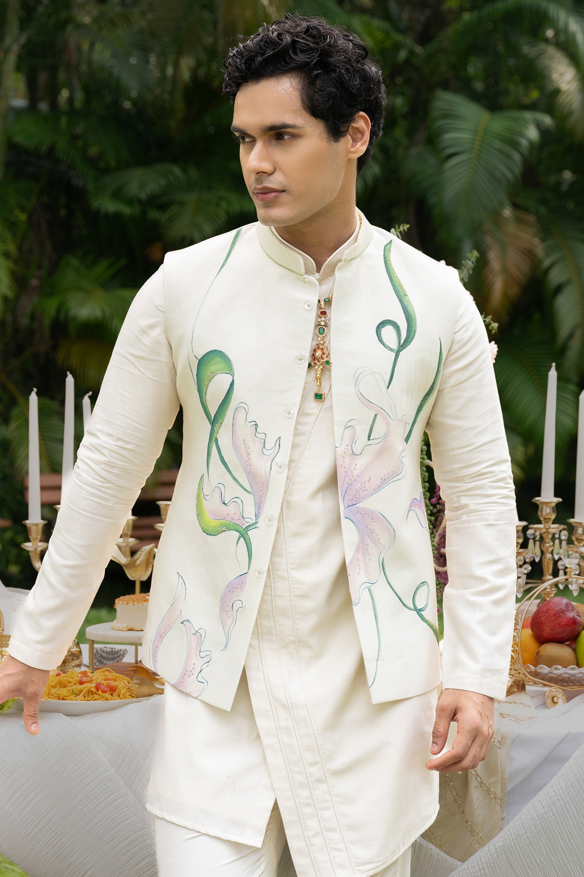 Ivory Painted Cutdana Kurta Set