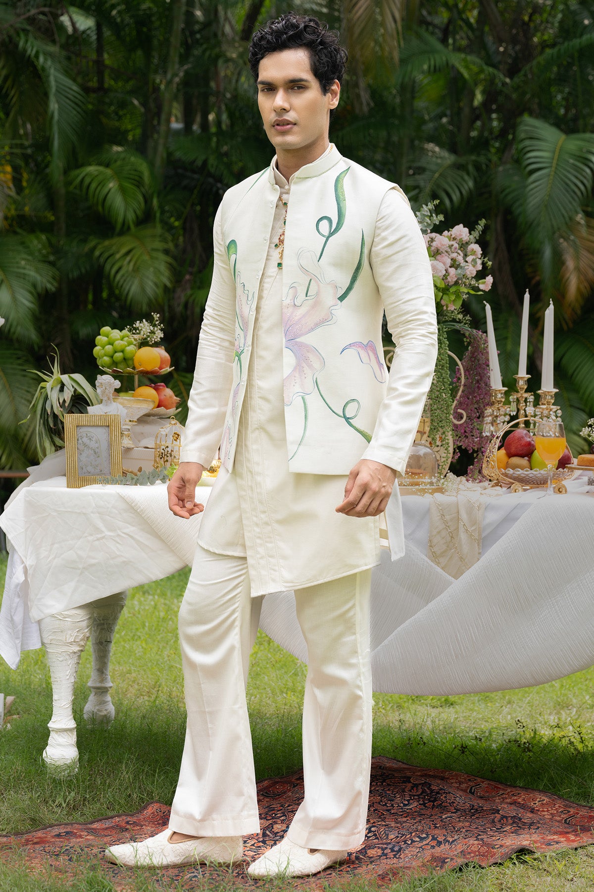 Ivory Painted Cutdana Kurta Set