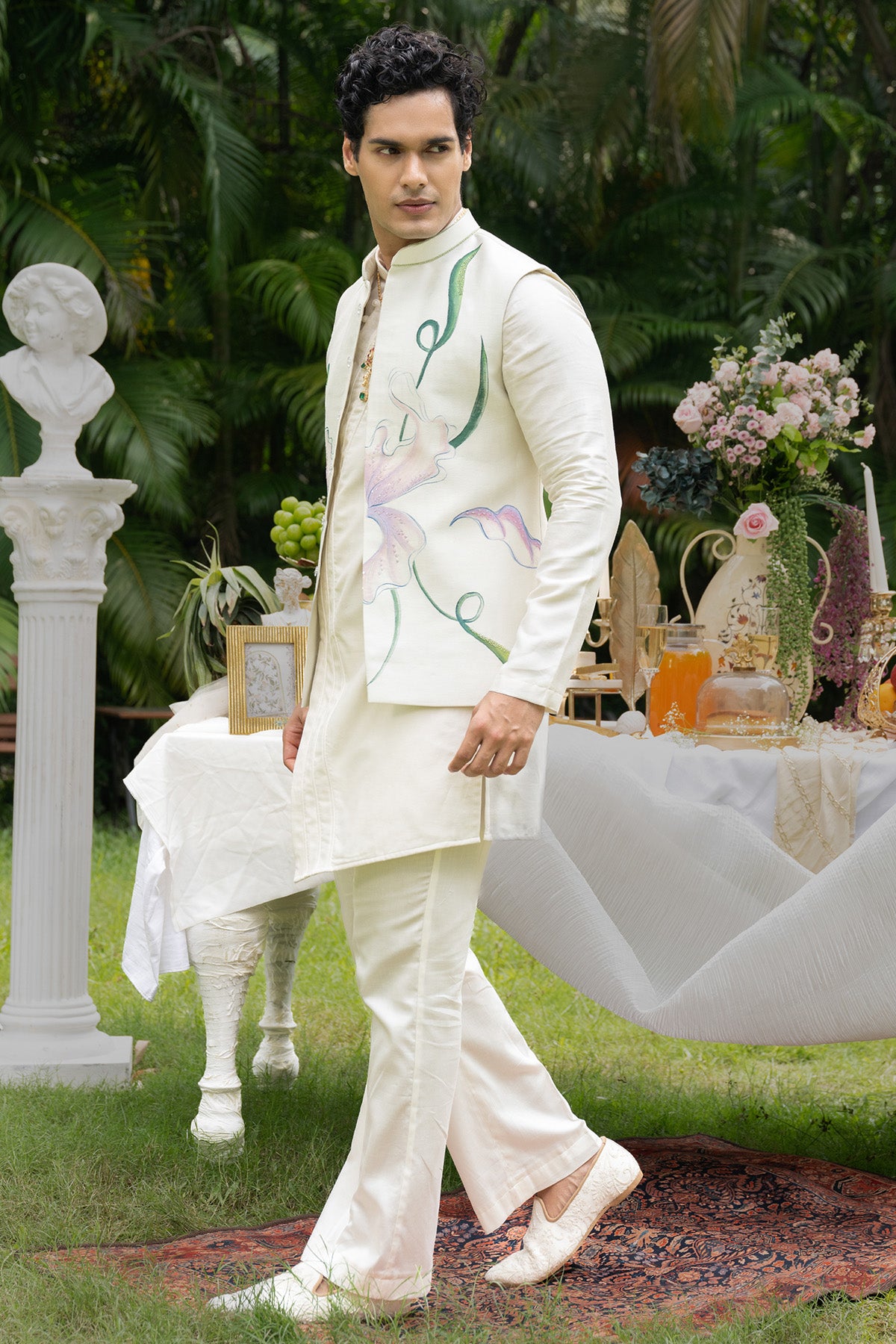 Ivory Painted Cutdana Kurta Set