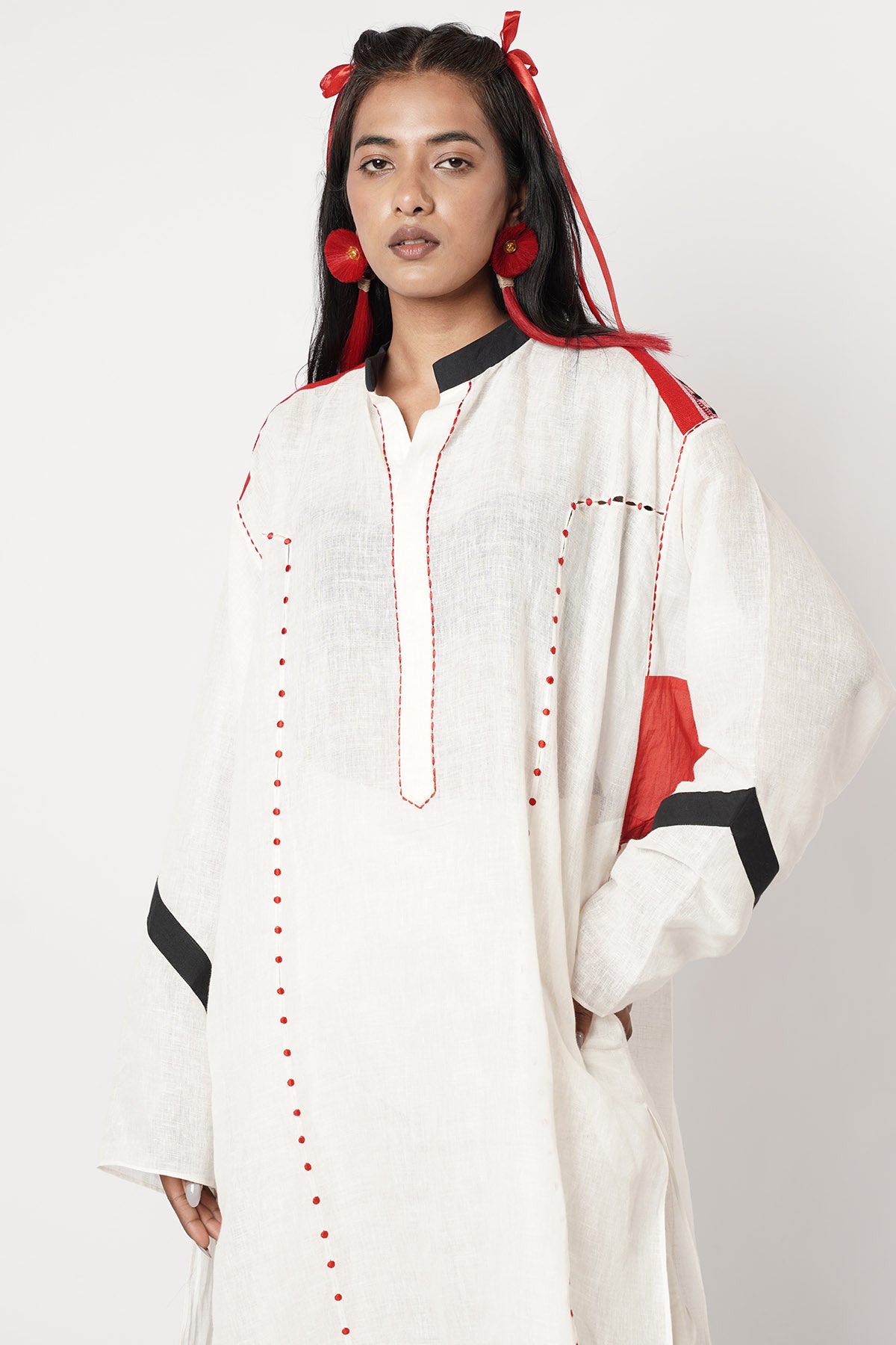 Ivory Panel Patched Kurta Set