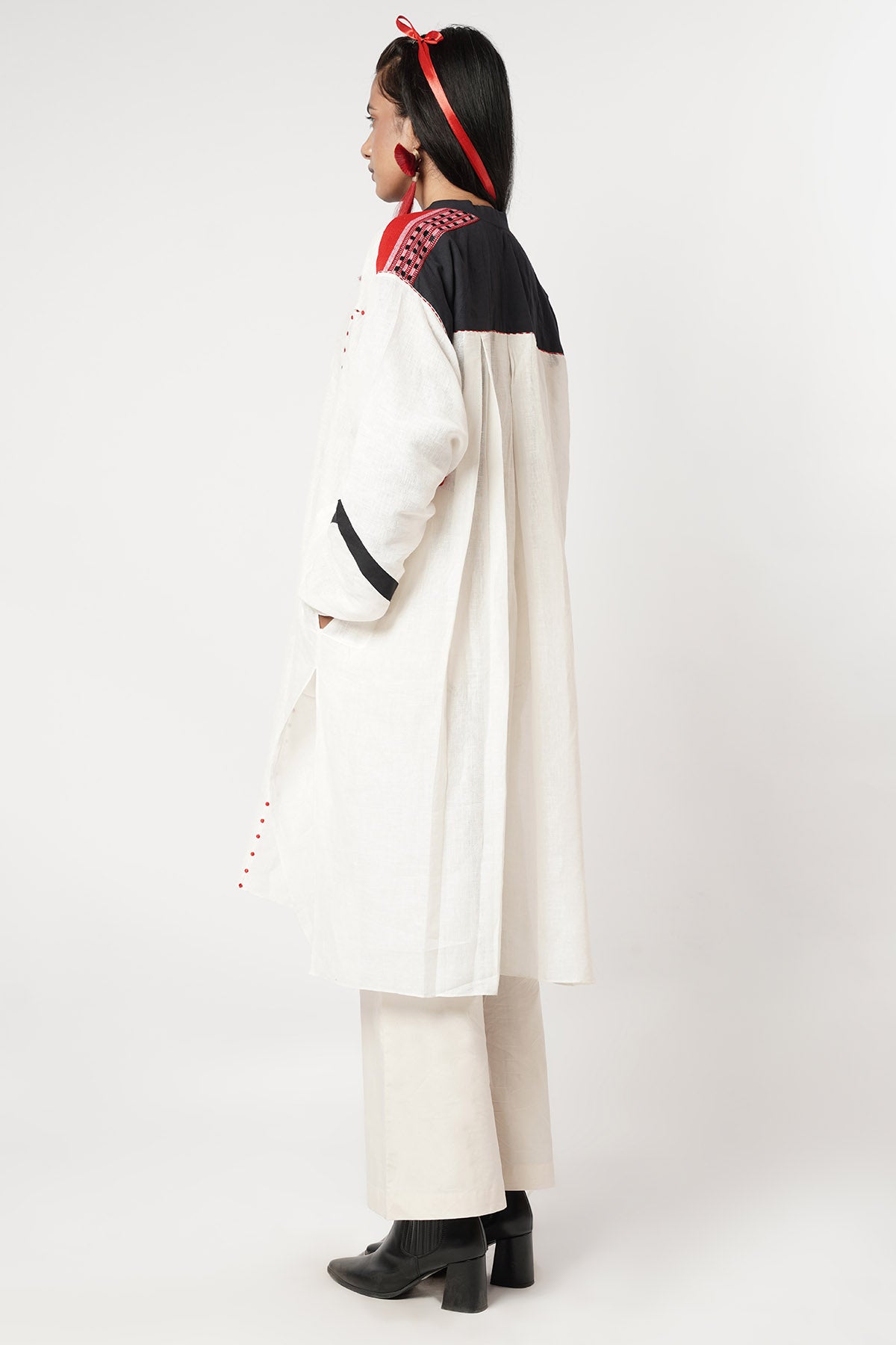 Ivory Panel Patched Kurta Set