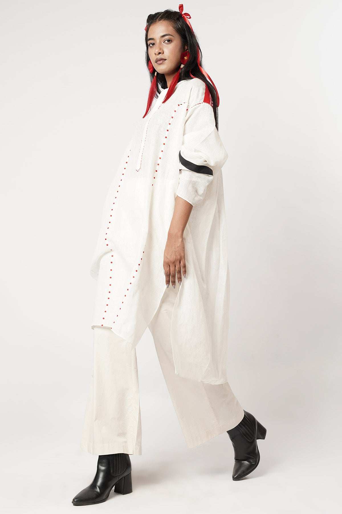 Ivory Panel Patched Kurta Set