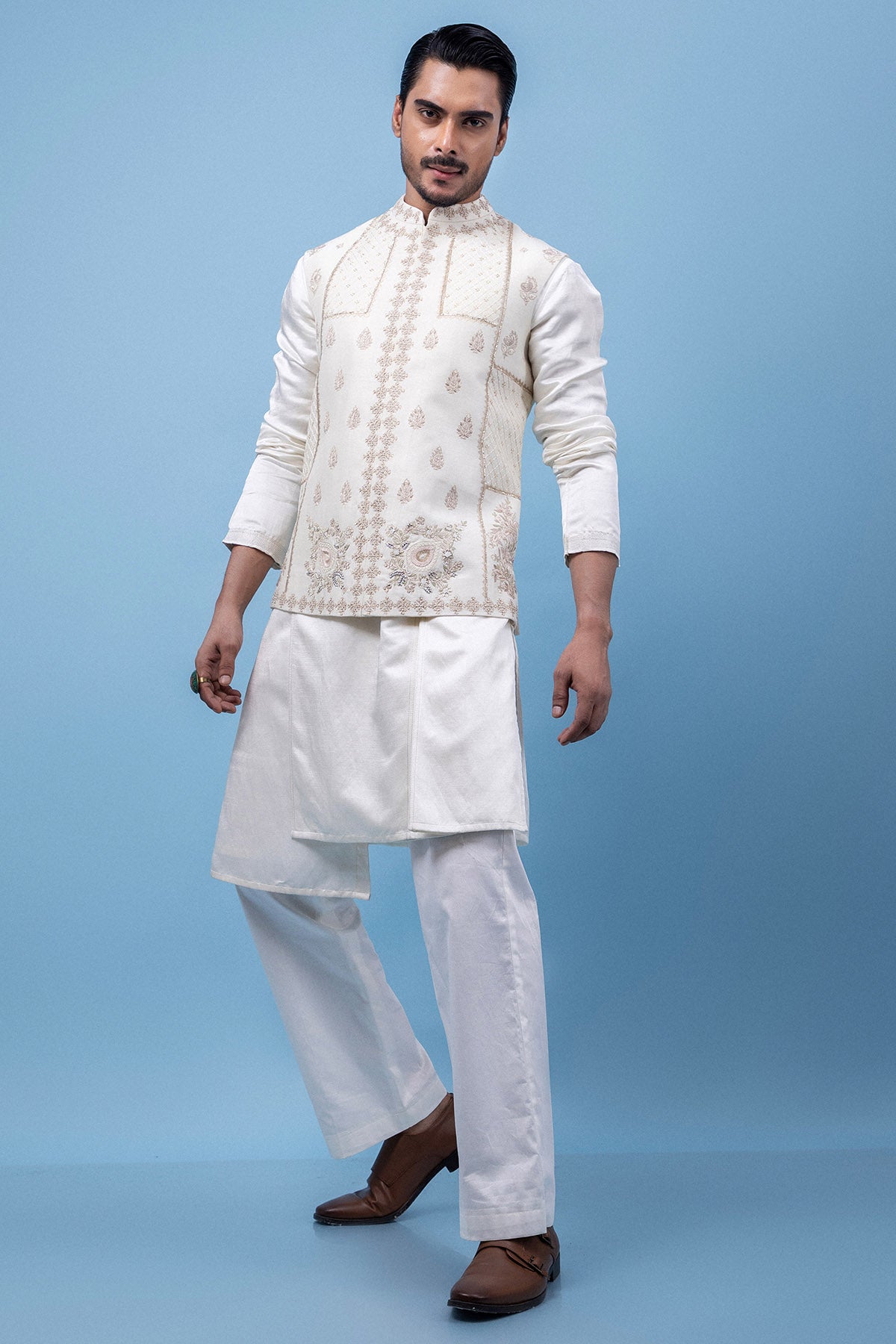 Ivory Pastel Embroidery Kurta