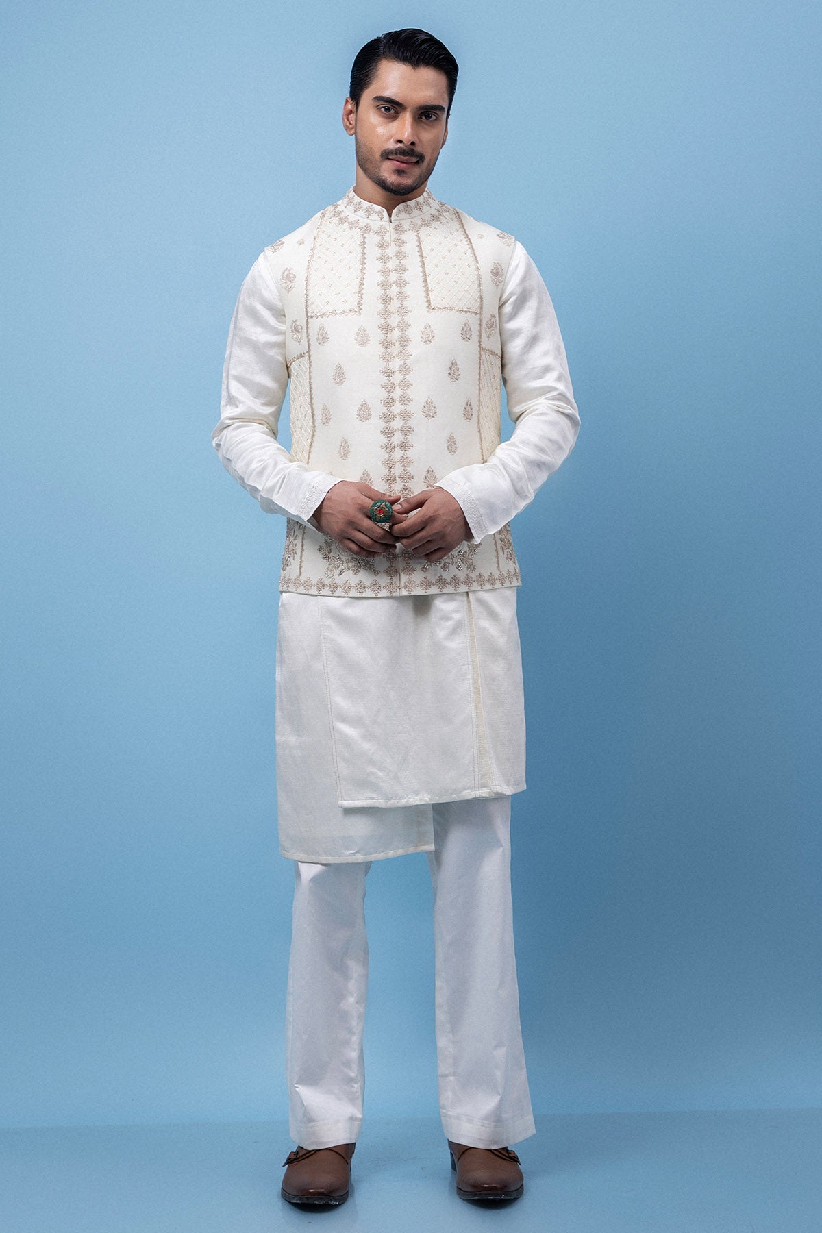 Ivory Pastel Embroidery Kurta