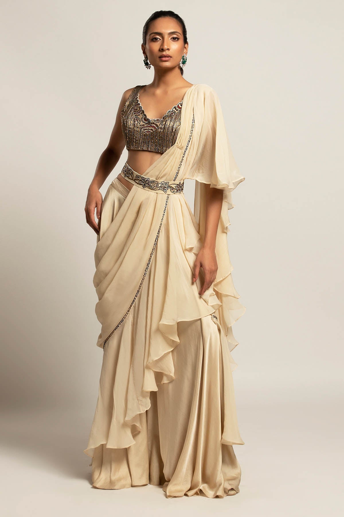 Ivory Patchwork Indo-Western Set