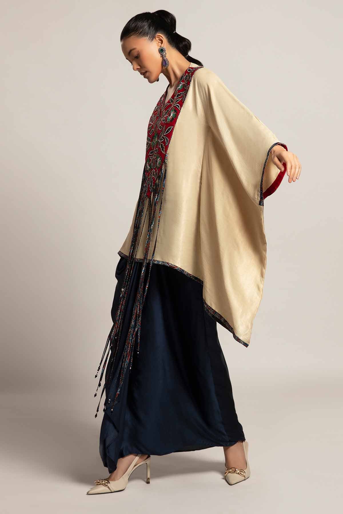 Ivory Patchwork Kaftan & Skirt