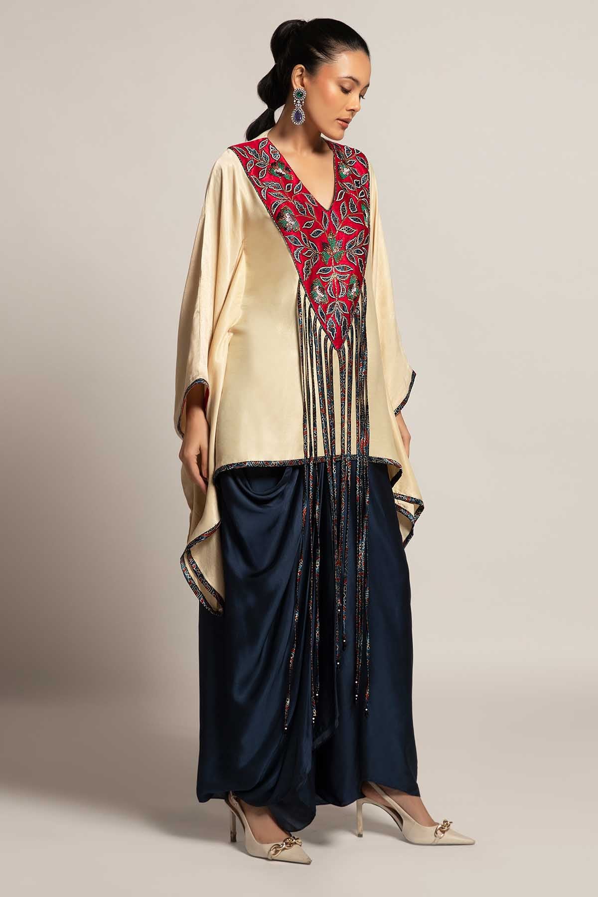Ivory Patchwork Kaftan & Skirt