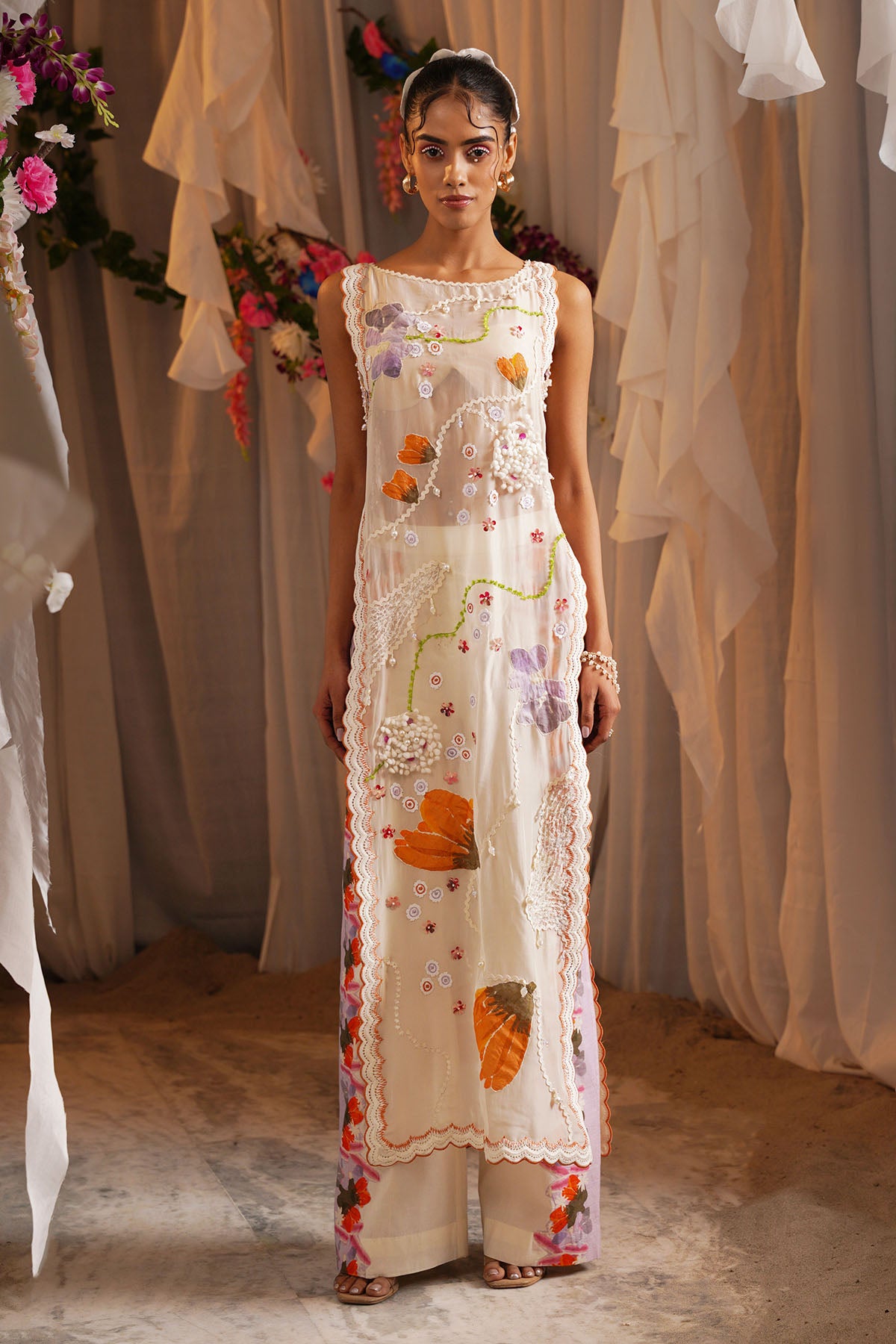 Ivory Patchwork Kurta & Pants