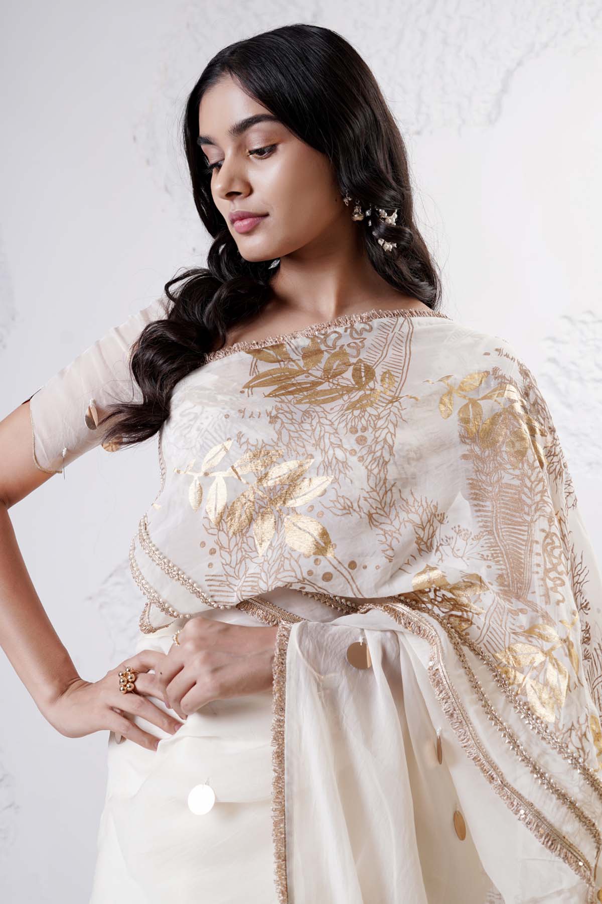 Ivory Patchwork Saree & Blouse