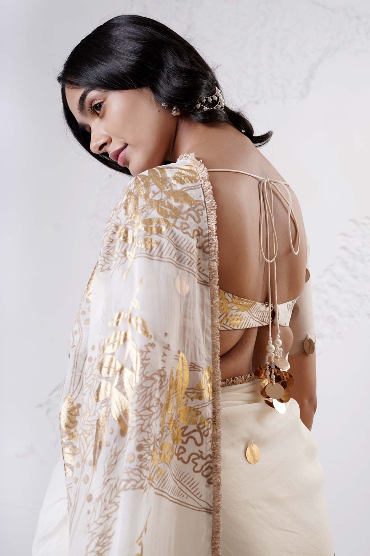 Ivory Patchwork Saree & Blouse