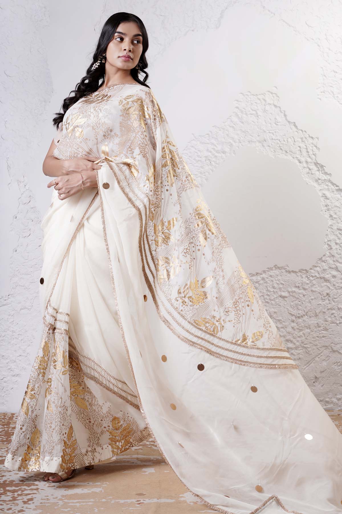 Ivory Patchwork Saree & Blouse