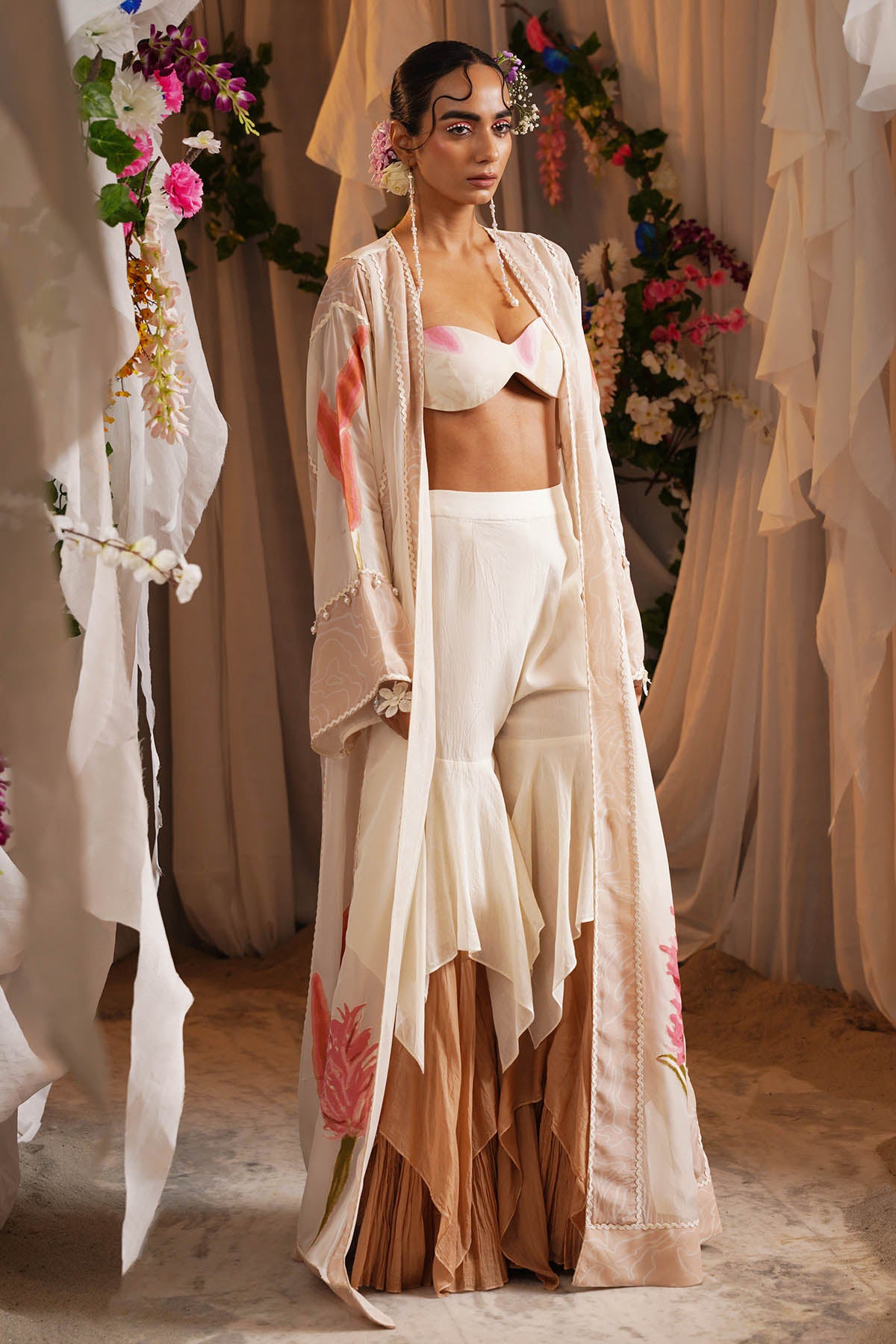 Ivory Patchwork Sharara Set