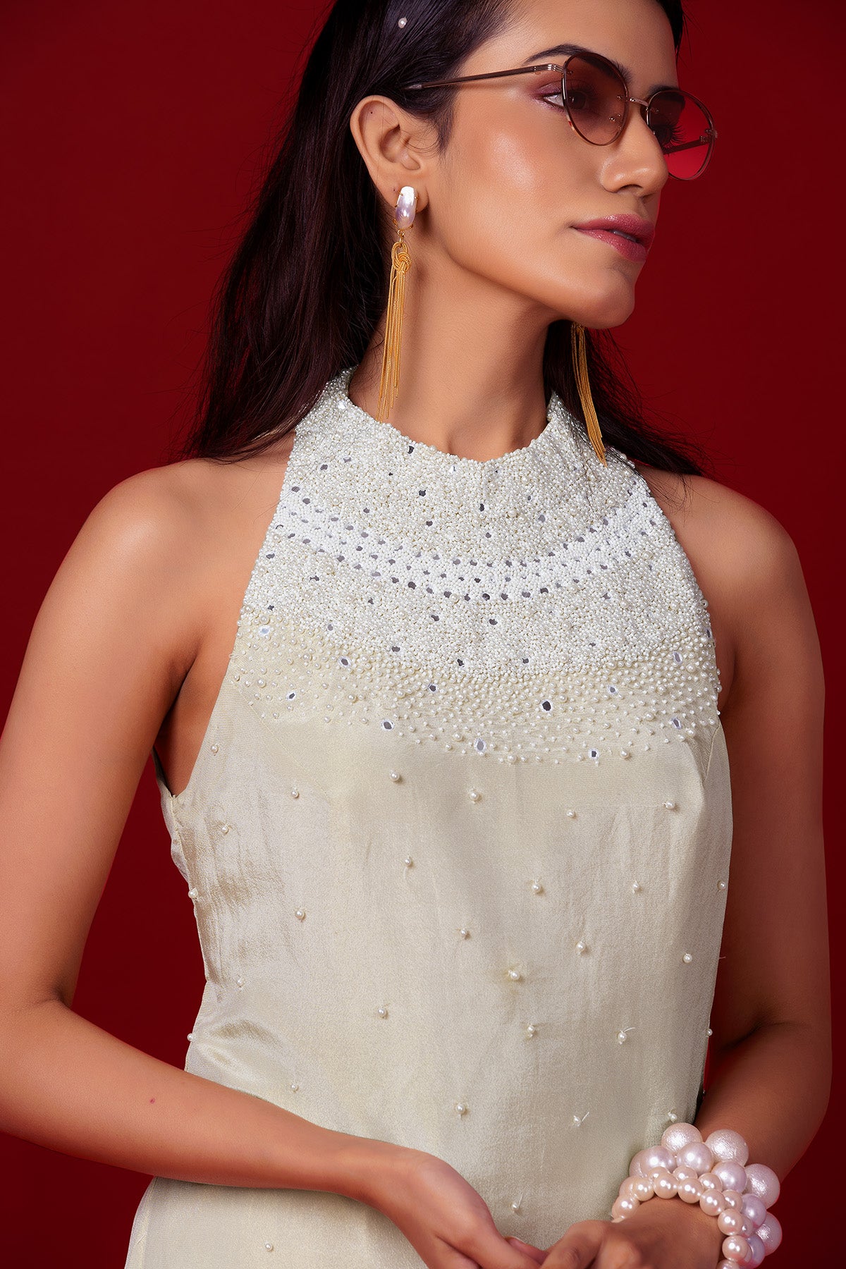 Ivory Pearl Pattern Tunic Set