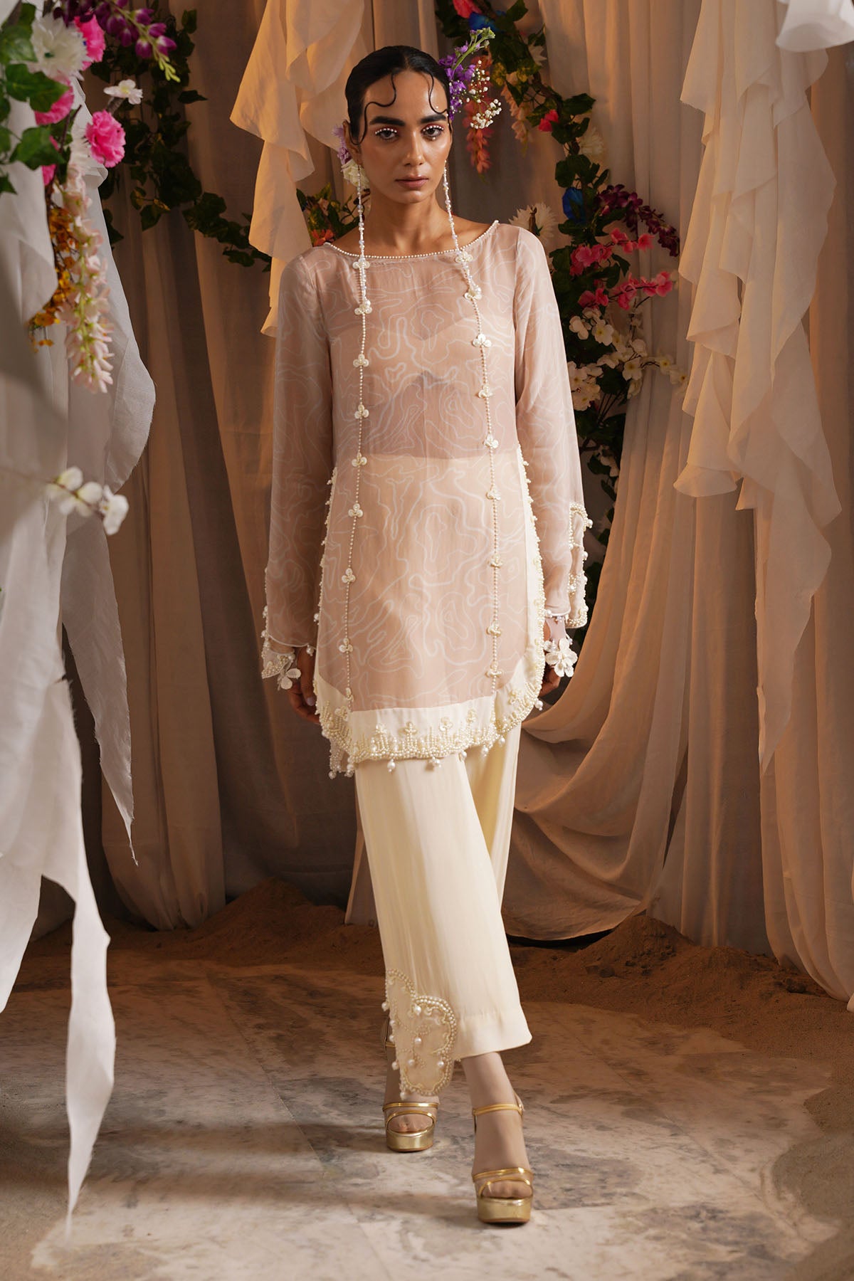 Ivory Pearl Work Kurta & Pants