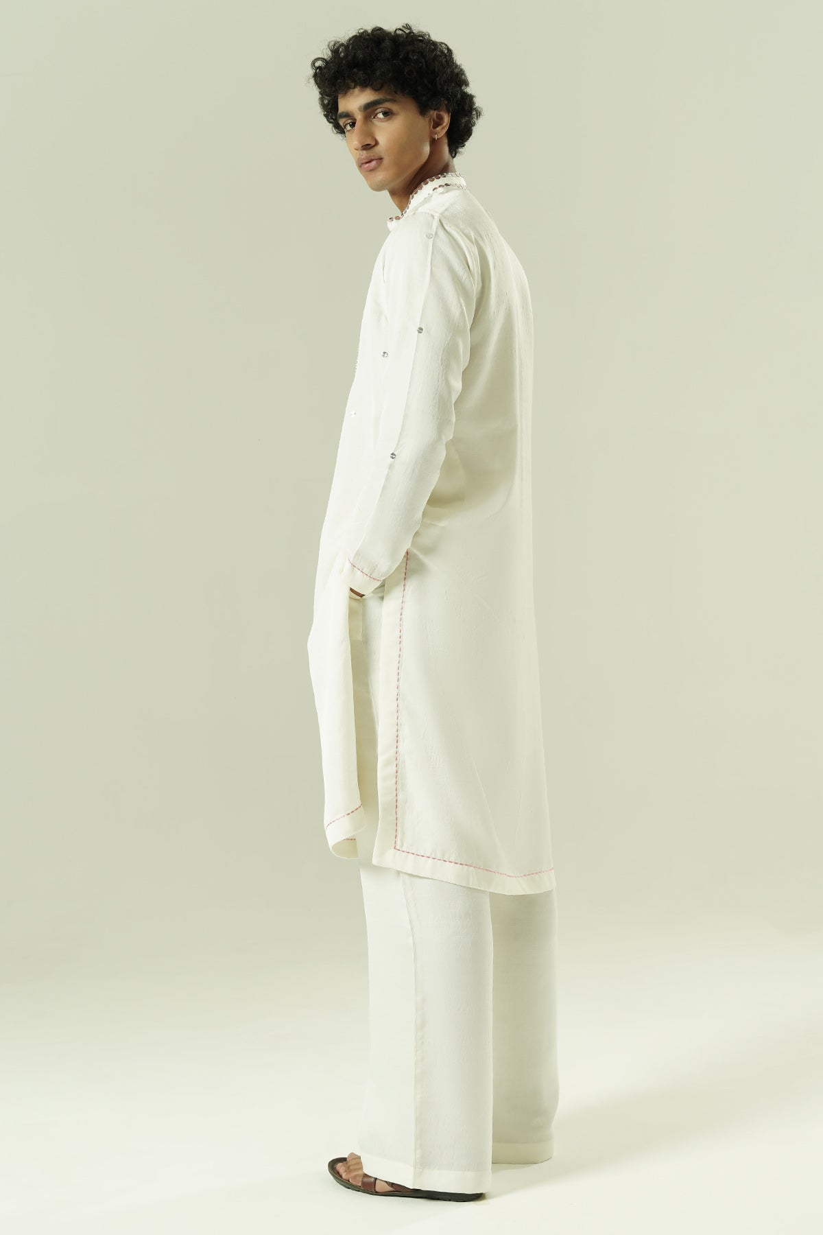 Ivory & Pink flower Kurta Set