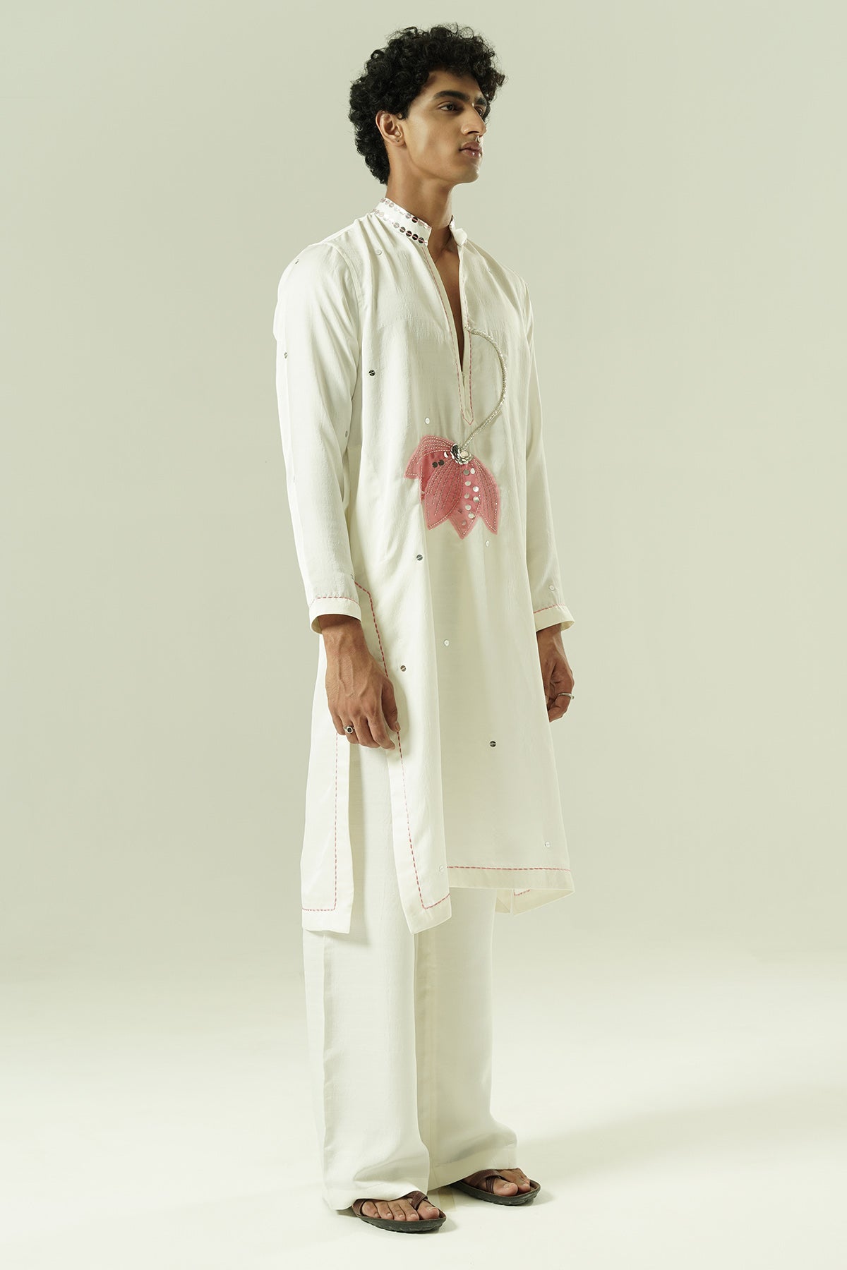 Ivory & Pink flower Kurta Set