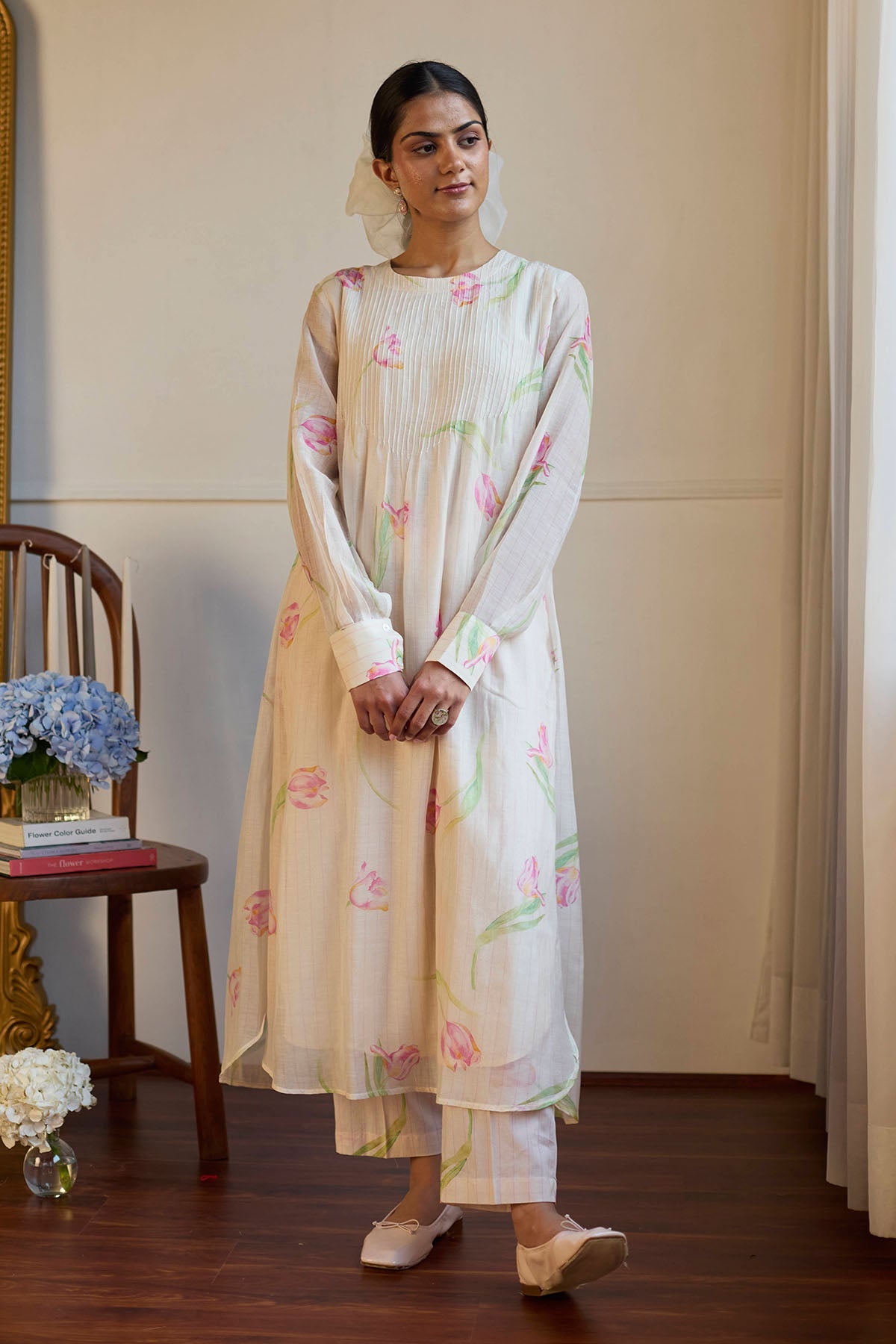 Buy Ivory Pintuck Kurta & Pants by Juanita by Shubhda for women online at ScrollnShops