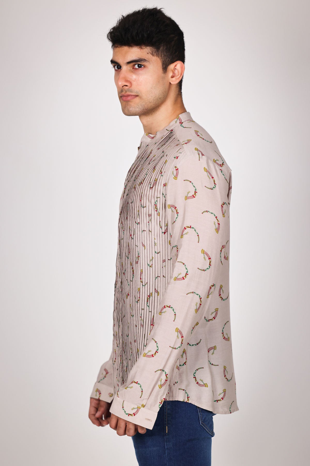 Ivory Pintuck Printed Shirt