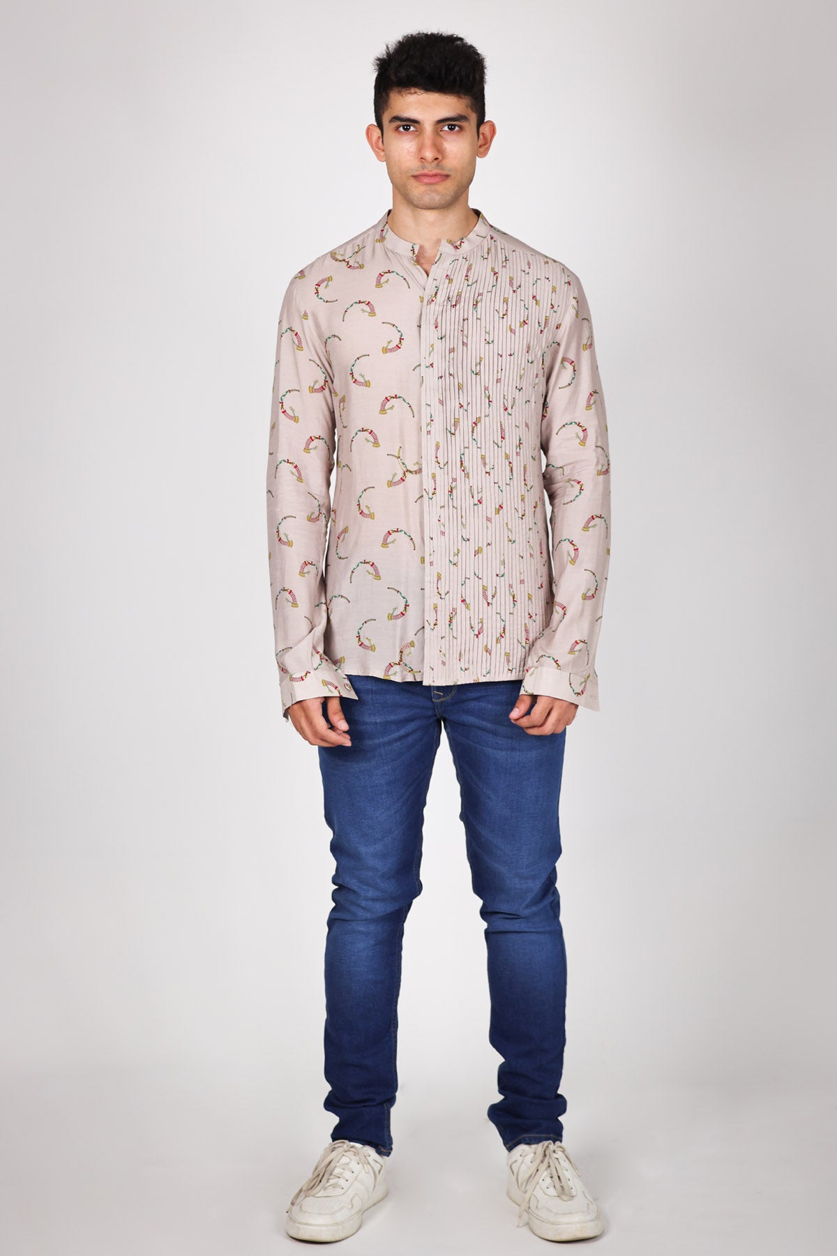 Ivory Pintuck Printed Shirt