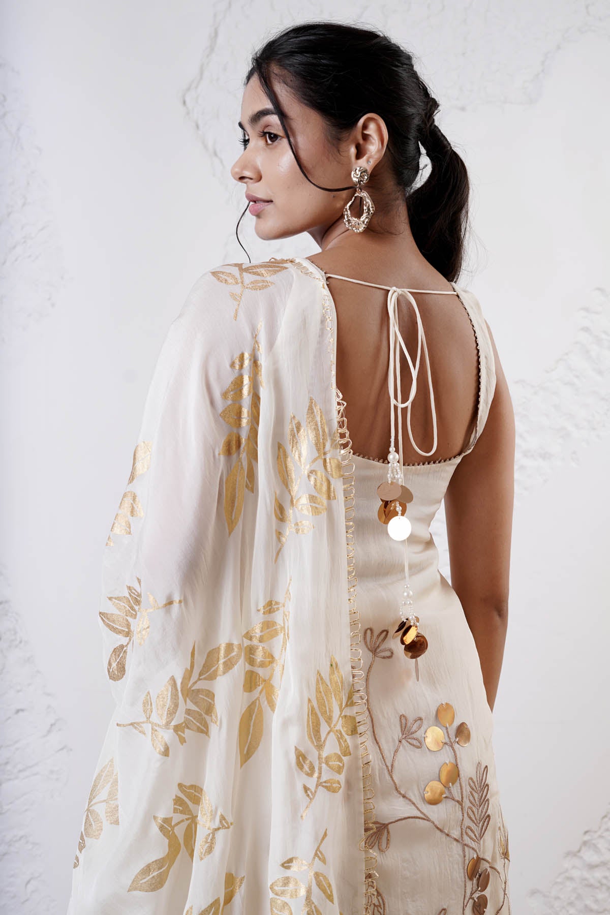 Ivory Print Layered Sharara Set