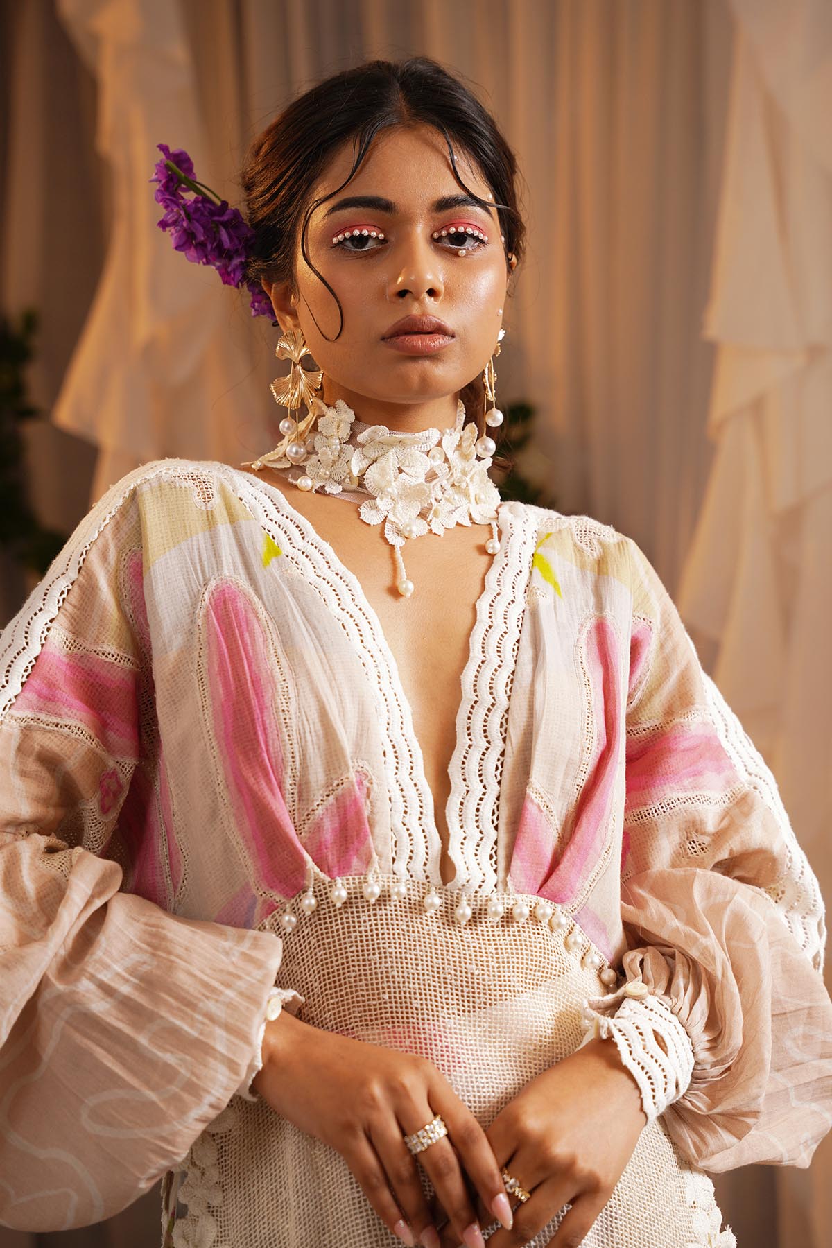 Ivory Print Patchwork Kurta Set