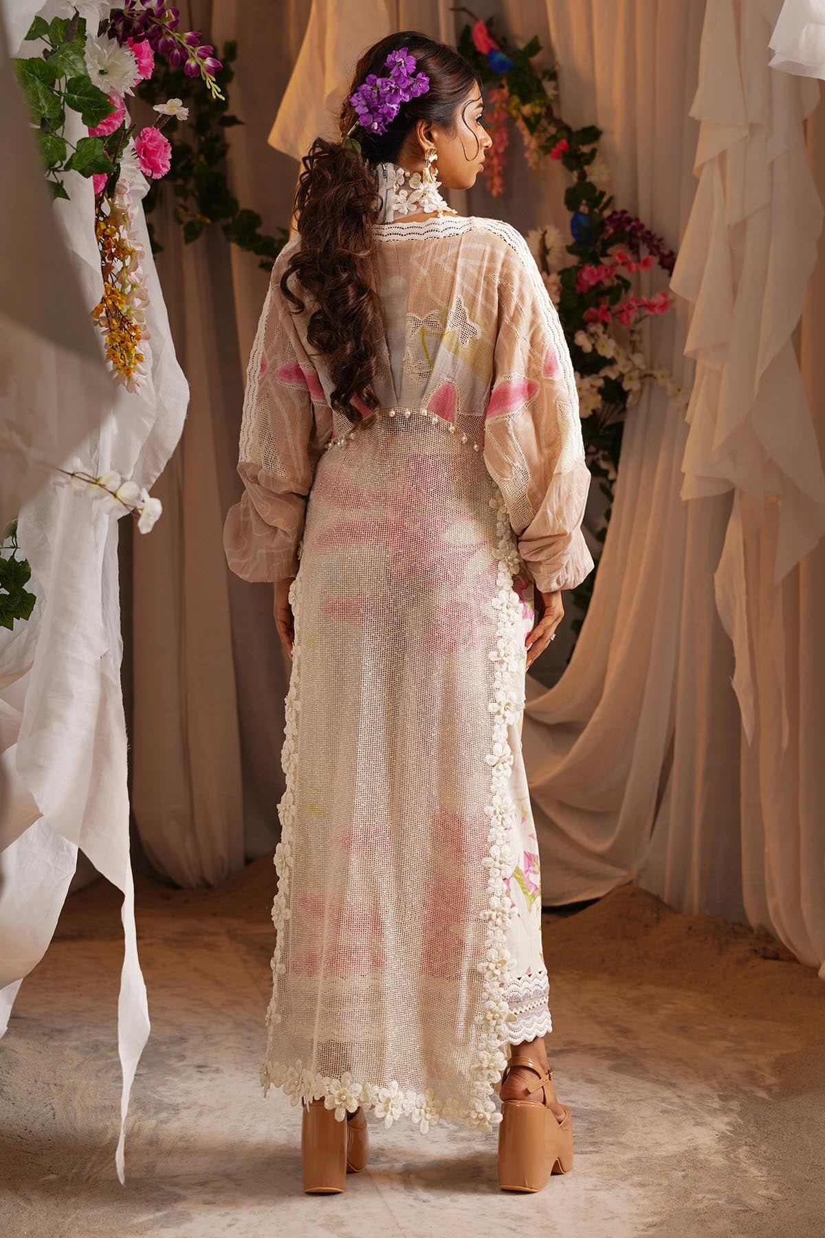 Ivory Print Patchwork Kurta Set